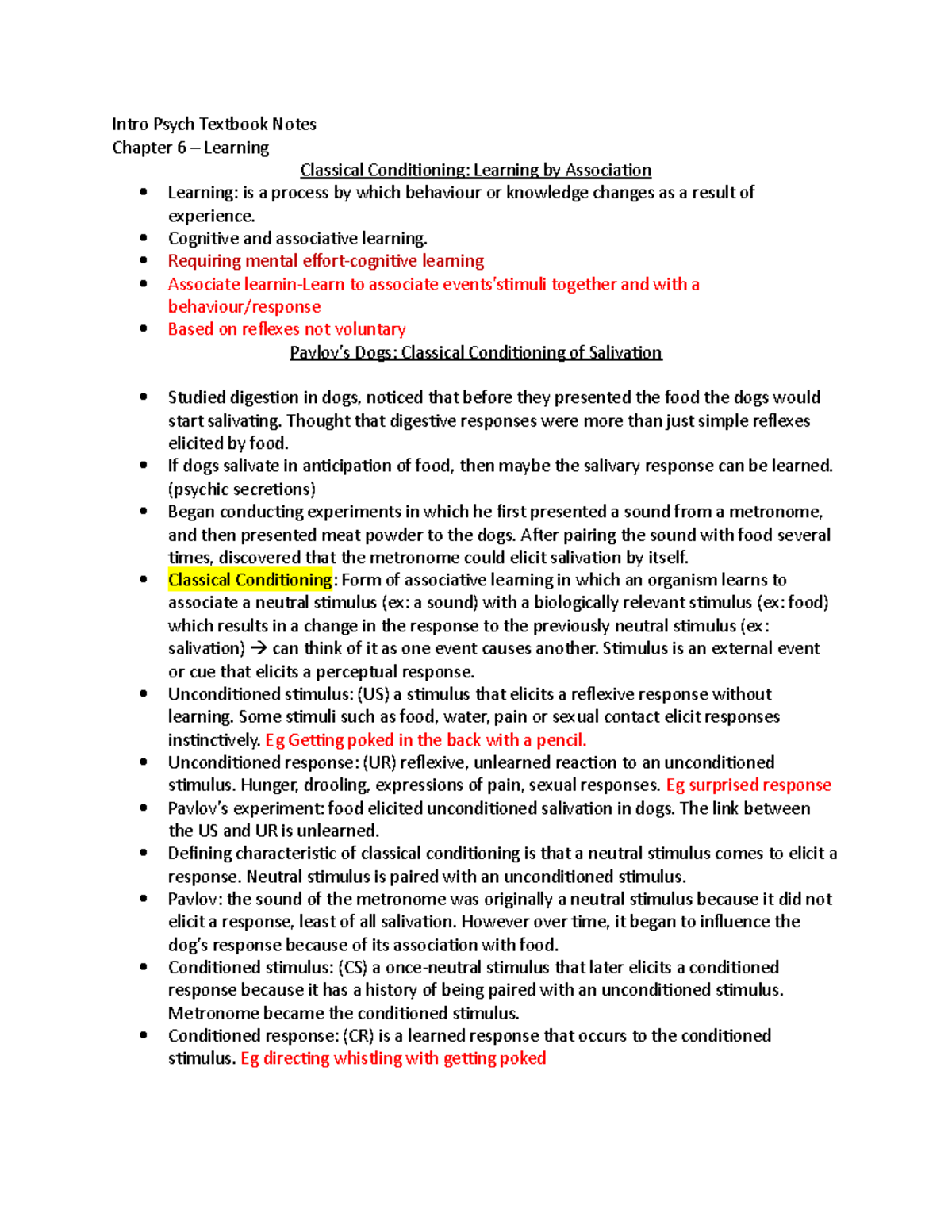 Ch 6 - Lecture notes 6 - Intro Psych Textbook Notes Chapter 6 ...