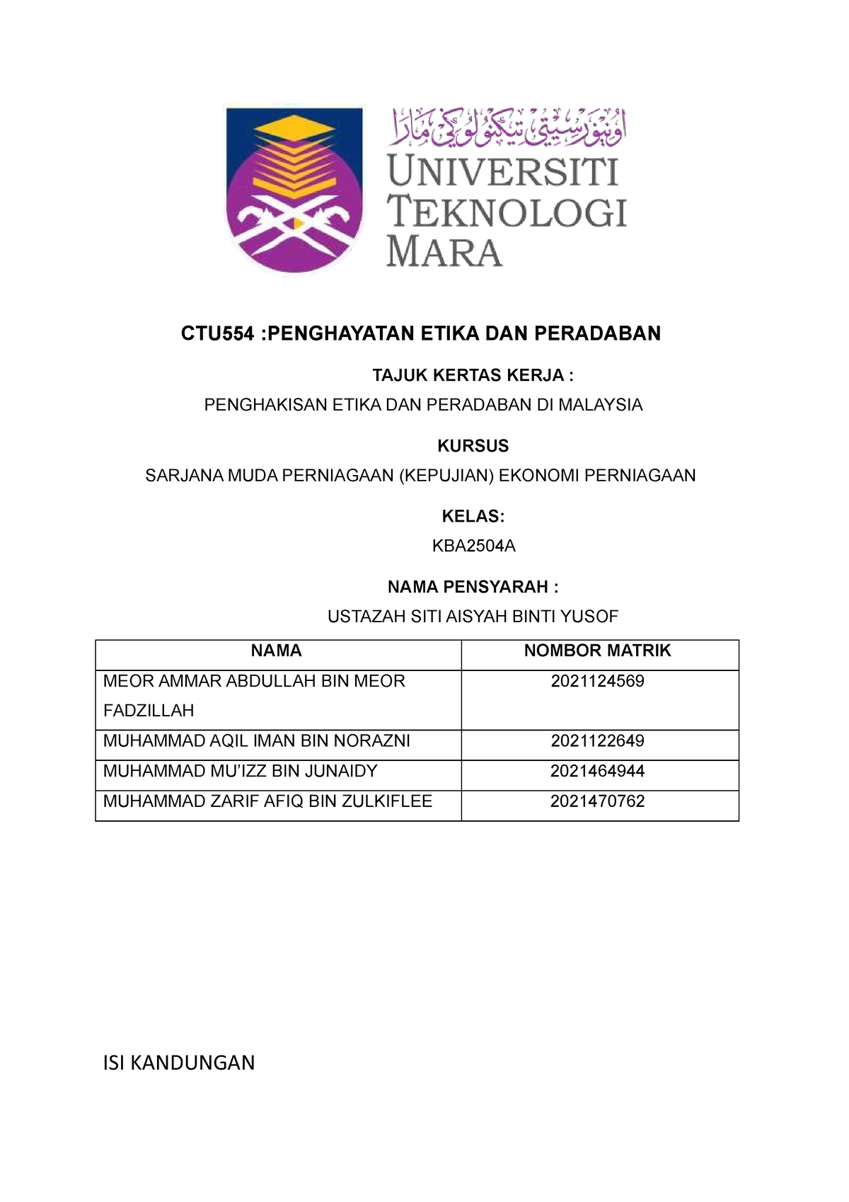 contoh assignment ctu554