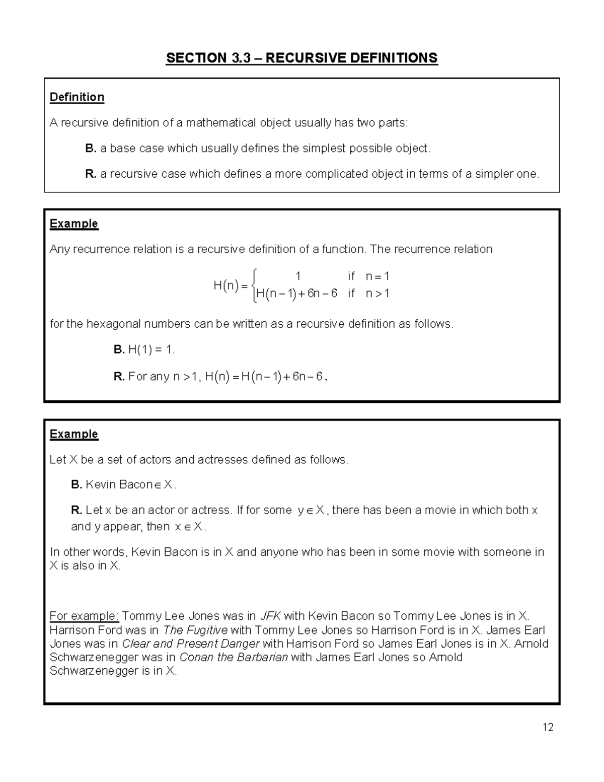 Section 3 - 3.3 - SECTION 3 – RECURSIVE DEFINITIONS Definition A ...