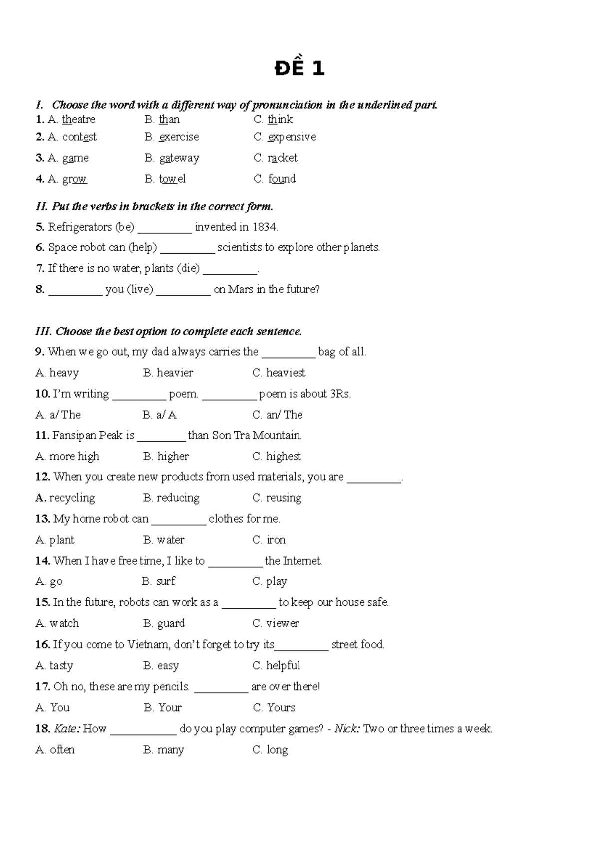 test-cuoiky-fghjk-1-i-choose-the-word-with-a-different-way-of