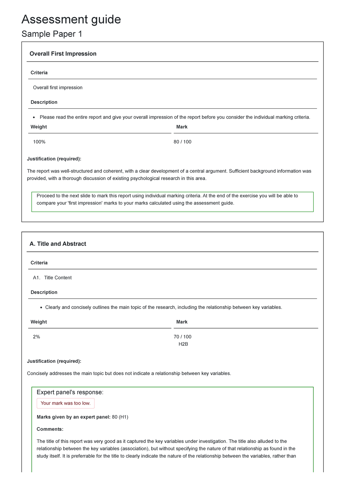 Sample Paper 1 Assessment Guide - Assessment guide Sample Paper 1 ...