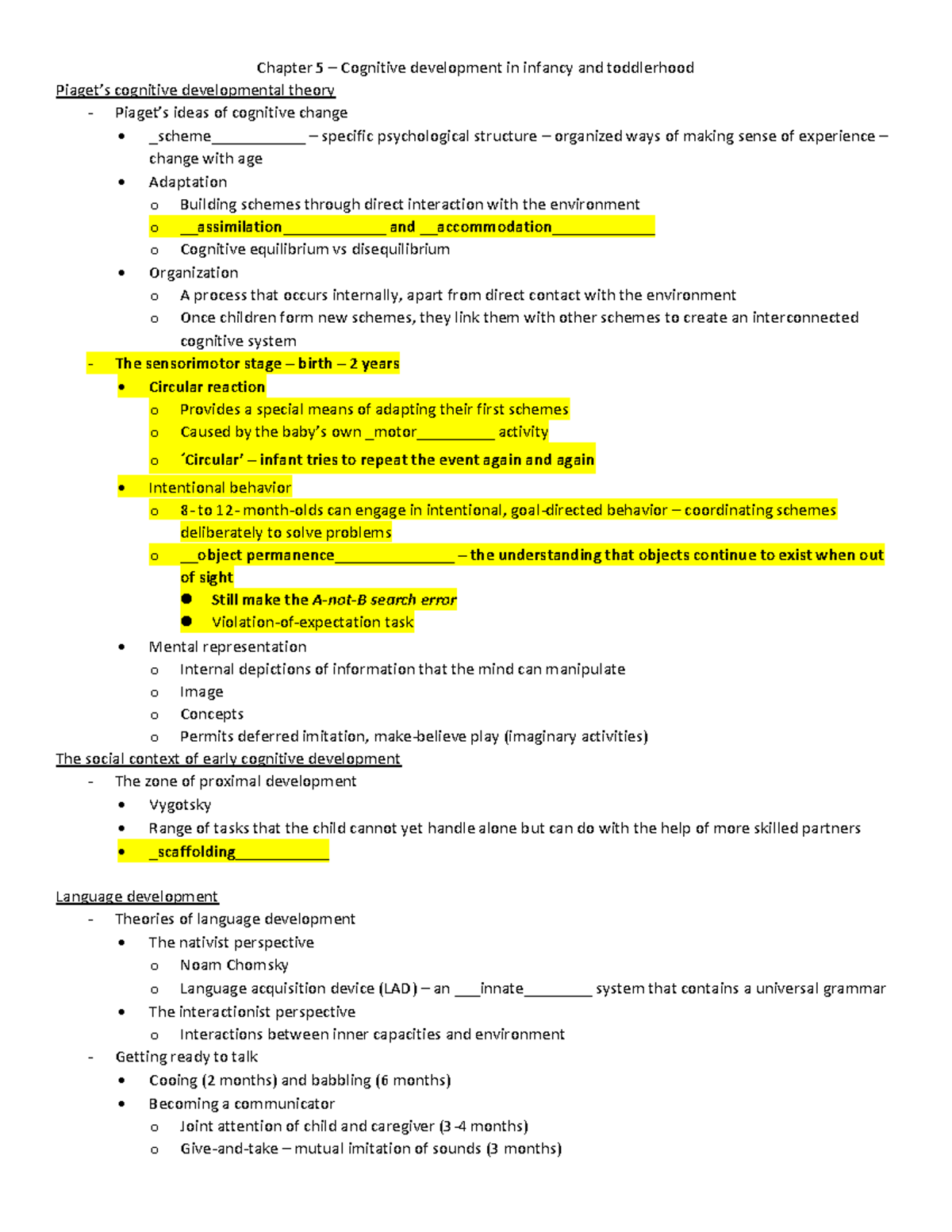 Exam 2 Review - Chapter 5 – Cognitive Development In Infancy And ...