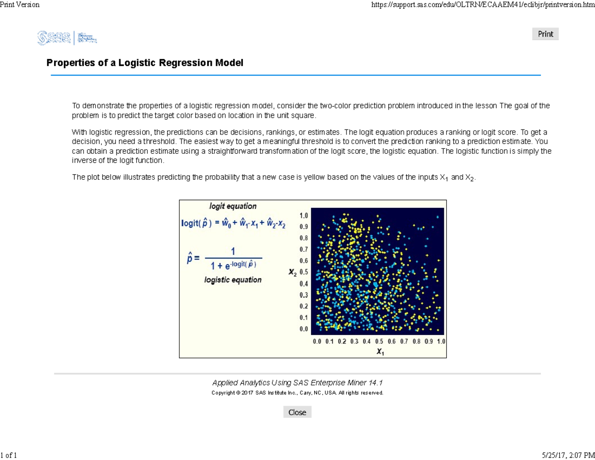 4. Properties of a Logistic Regression Model sdvsdv - Properties of a ...
