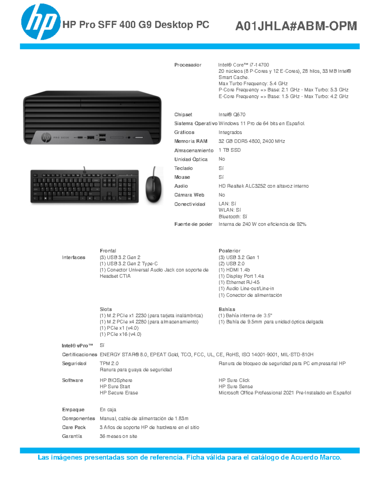 12 - AAA - A01JHLA#ABM-OPM Procesador Intel® Core™ i7- 20 núcleos (8 P ...