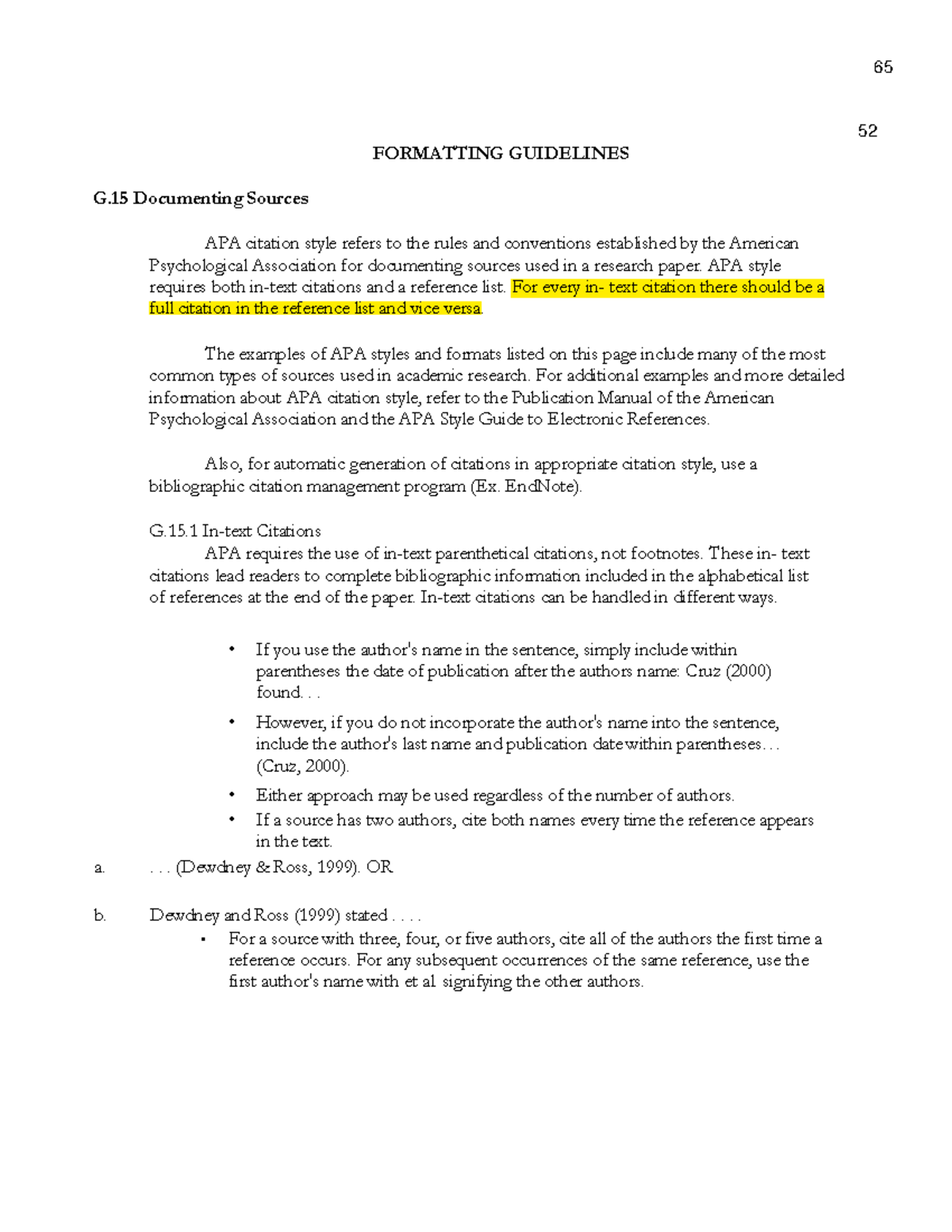Apaformat - 65 52 FORMATTING GUIDELINES G Documenting Sources APA ...