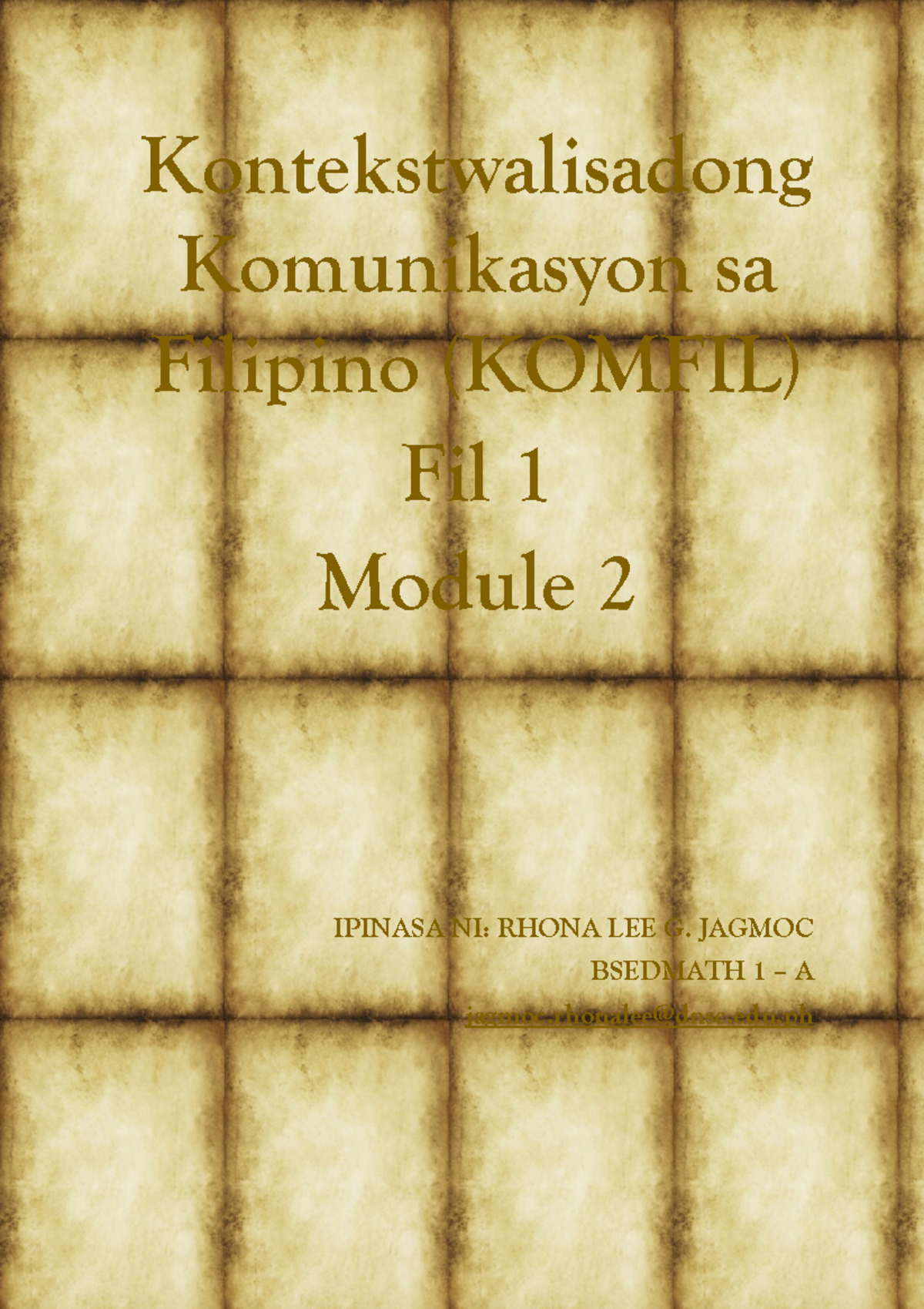 Jagmoc FIL1 M2-A3 MATH1A - Kontekstwalisadong Komunikasyon sa Filipino ...