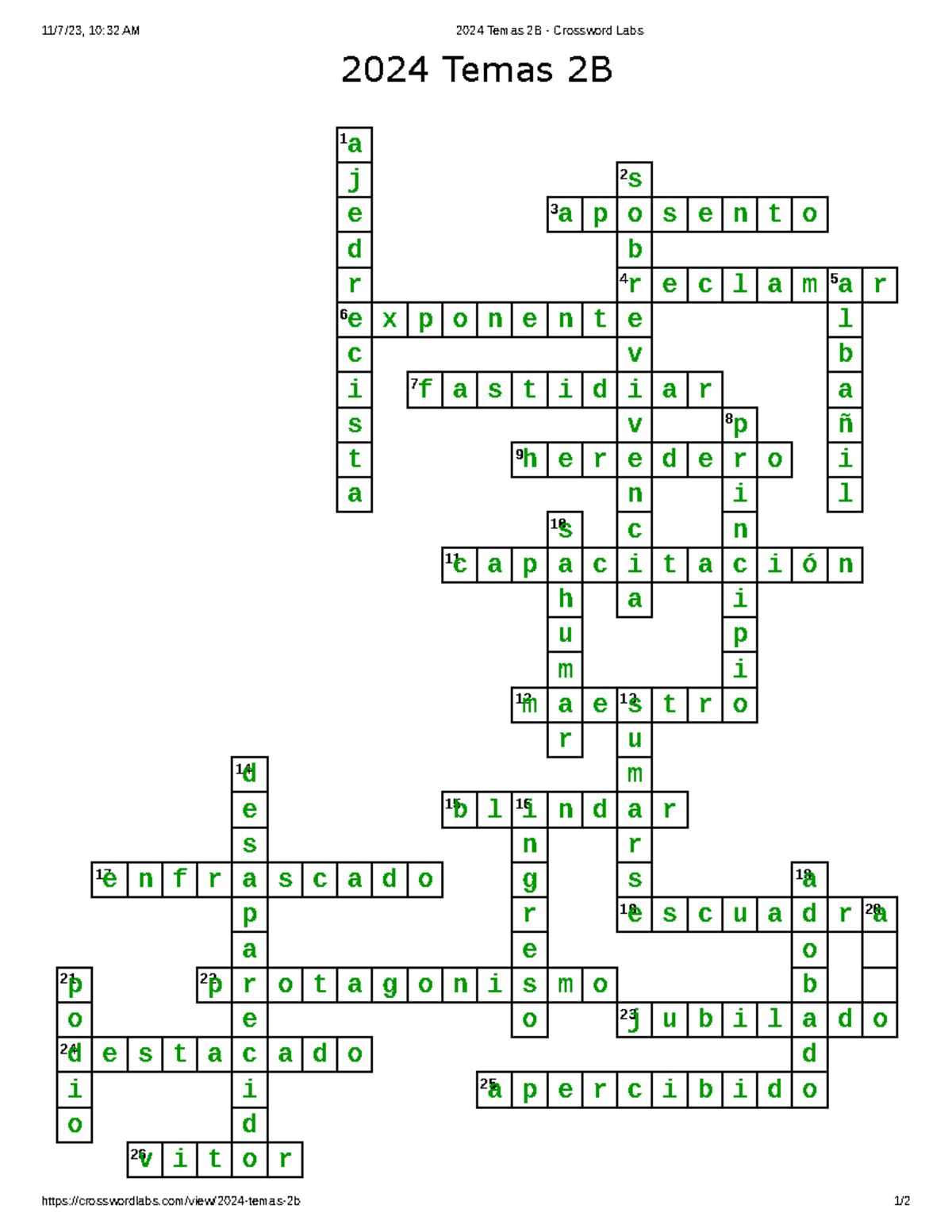 Spanish Crossword Temas 2B Vocab 11 7 23 10 32 AM 2024 Temas 2B   Thumb 1200 1553 