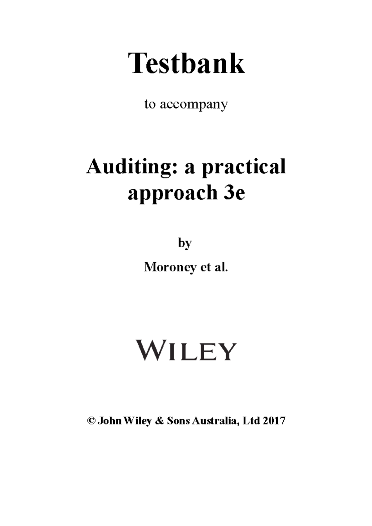 Auditing: A Practical Approach 2ED Test Bank Chapter 1 - Testbank To ...