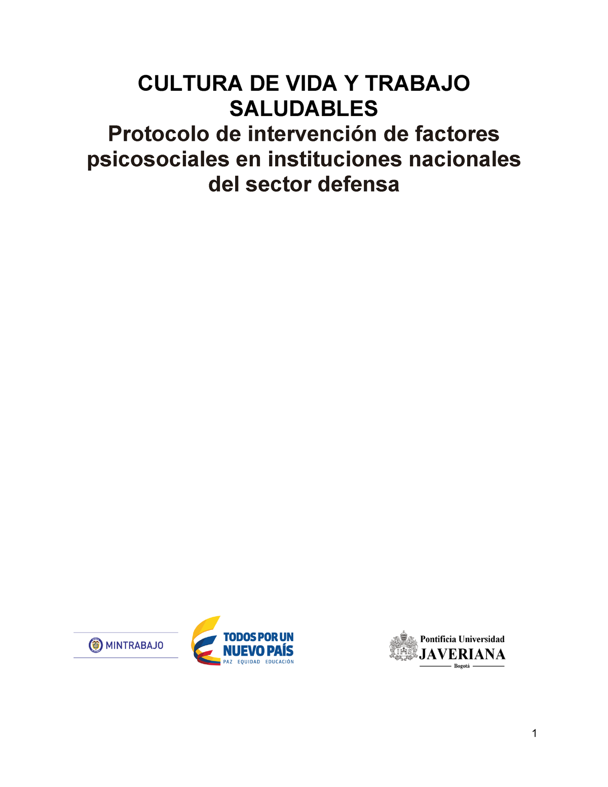 4. Protocolo Sector Defensa - CULTURA DE VIDA Y TRABAJO SALUDABLES ...