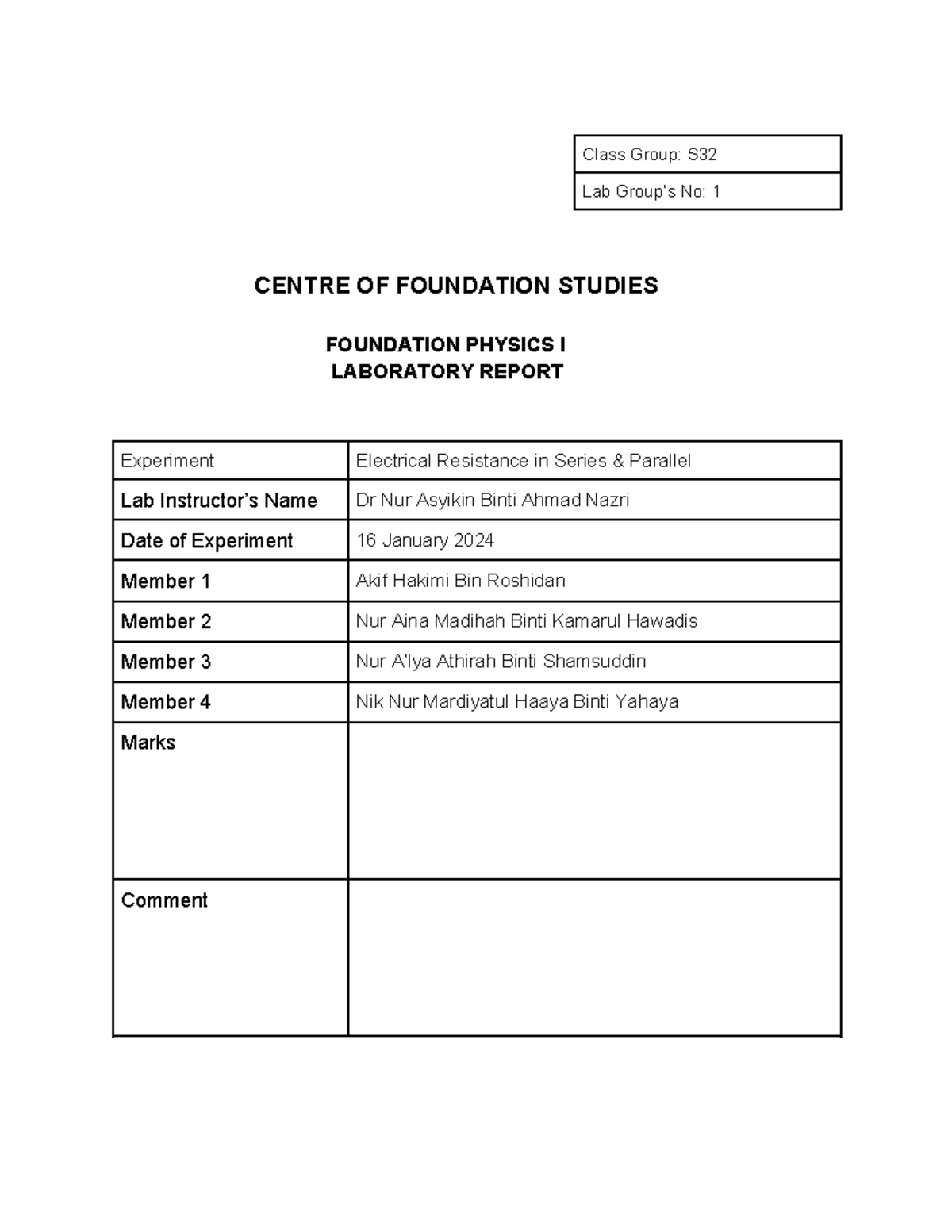 electrical resistance in series and parallel Class Group S