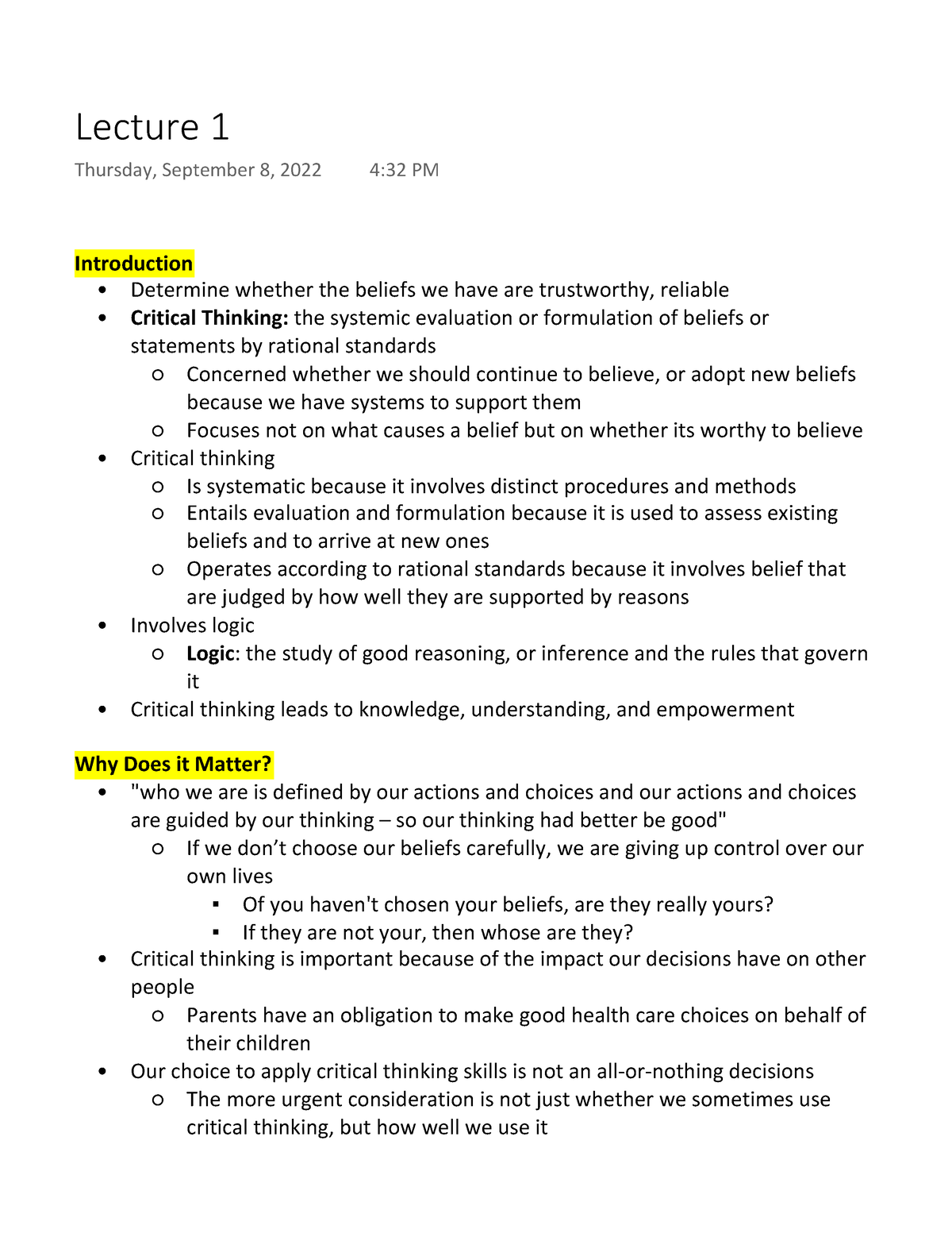 critical thinking chapter 1