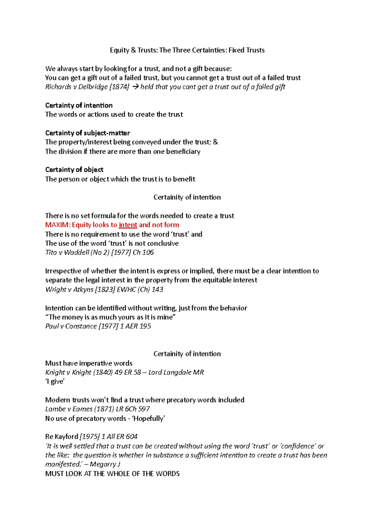 Equity and Trusts - Fixed Trusts - Equity & Trusts: The Three ...