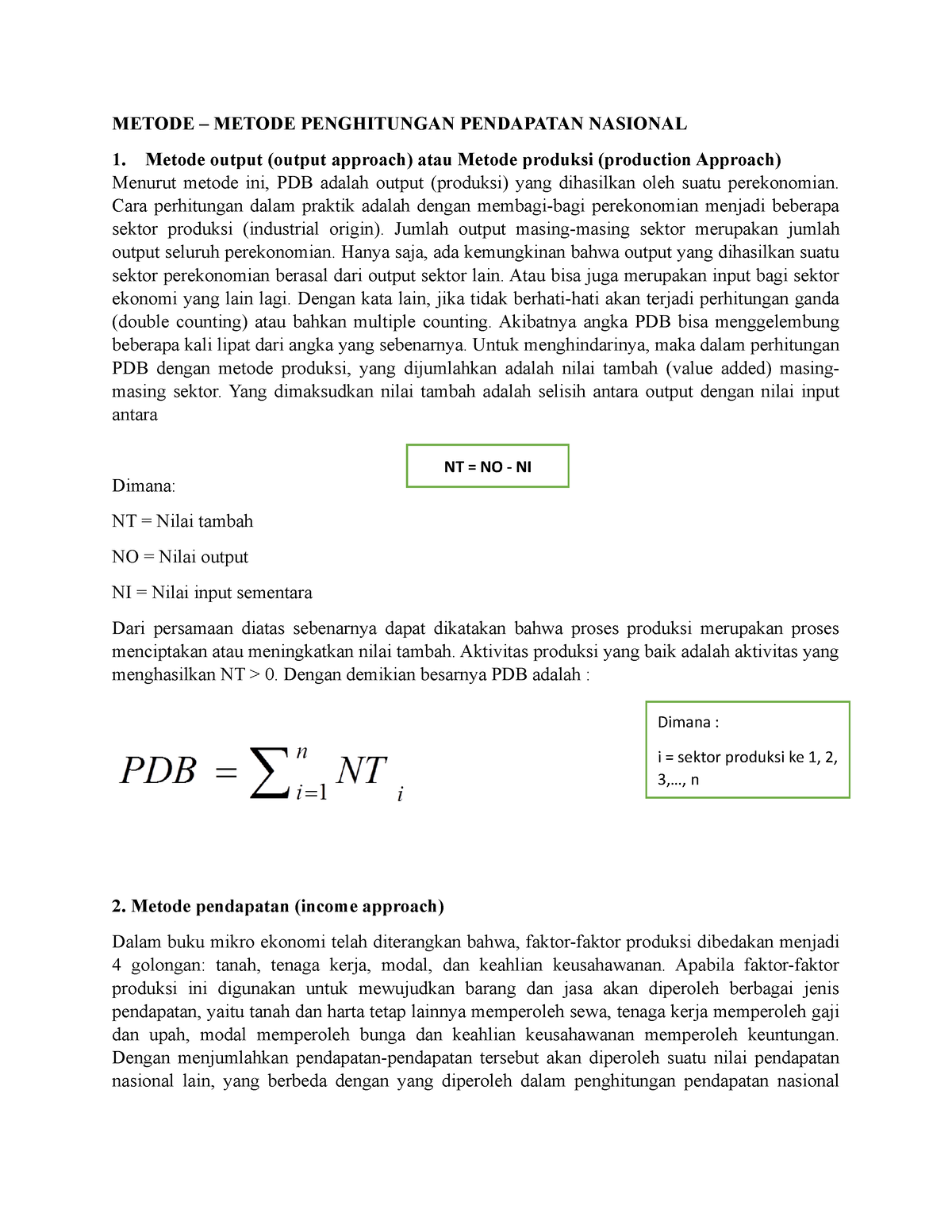 Metode Penghitungan Pendapatan Nasional - METODE – METODE PENGHITUNGAN ...