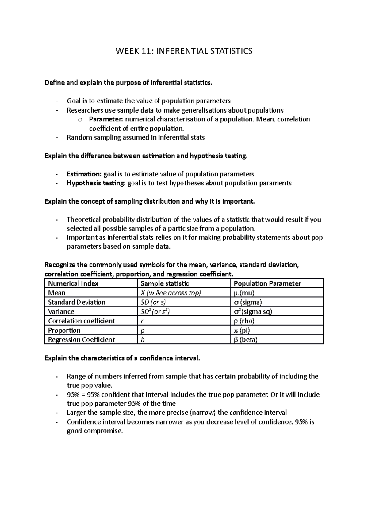 WEEK 11 research unit - LEcture notes week 11 - WEEK 11: INFERENTIAL ...