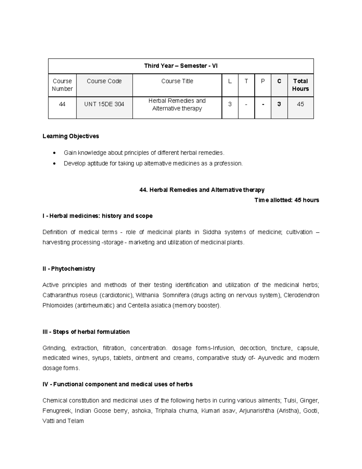 HRAT Syllabus Learning Objectives Gain knowledge about principles
