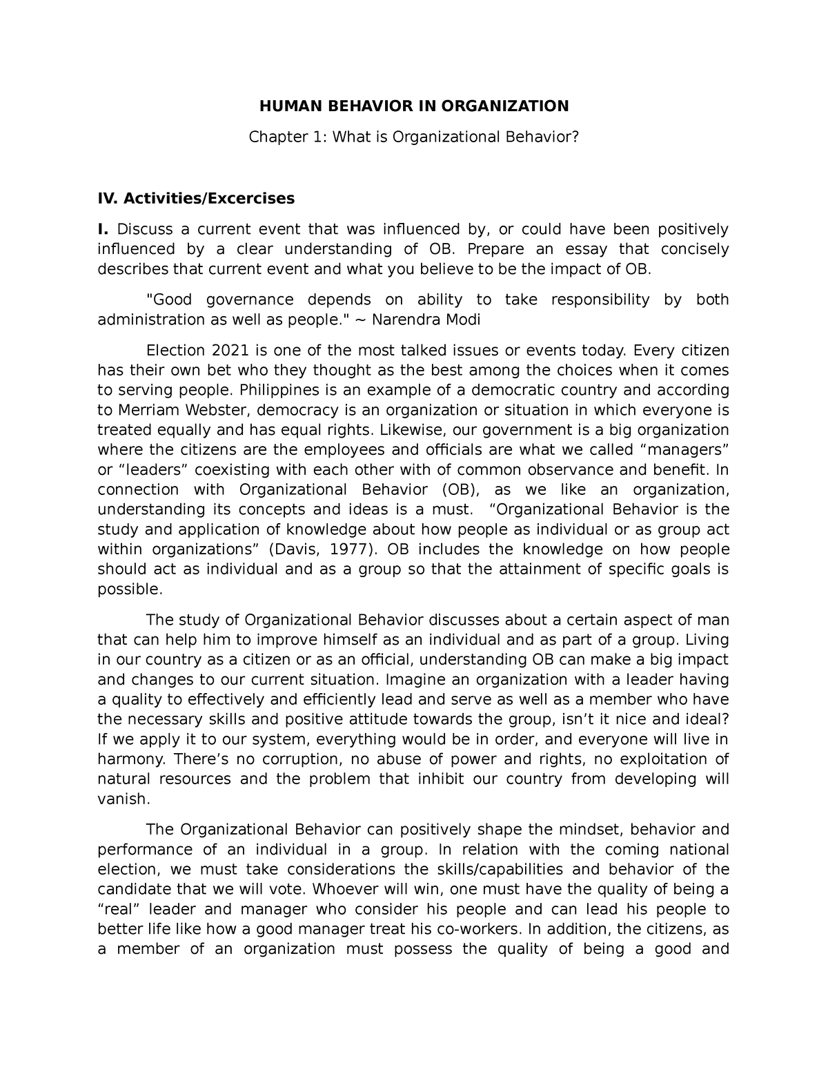 human behavior in organization research paper