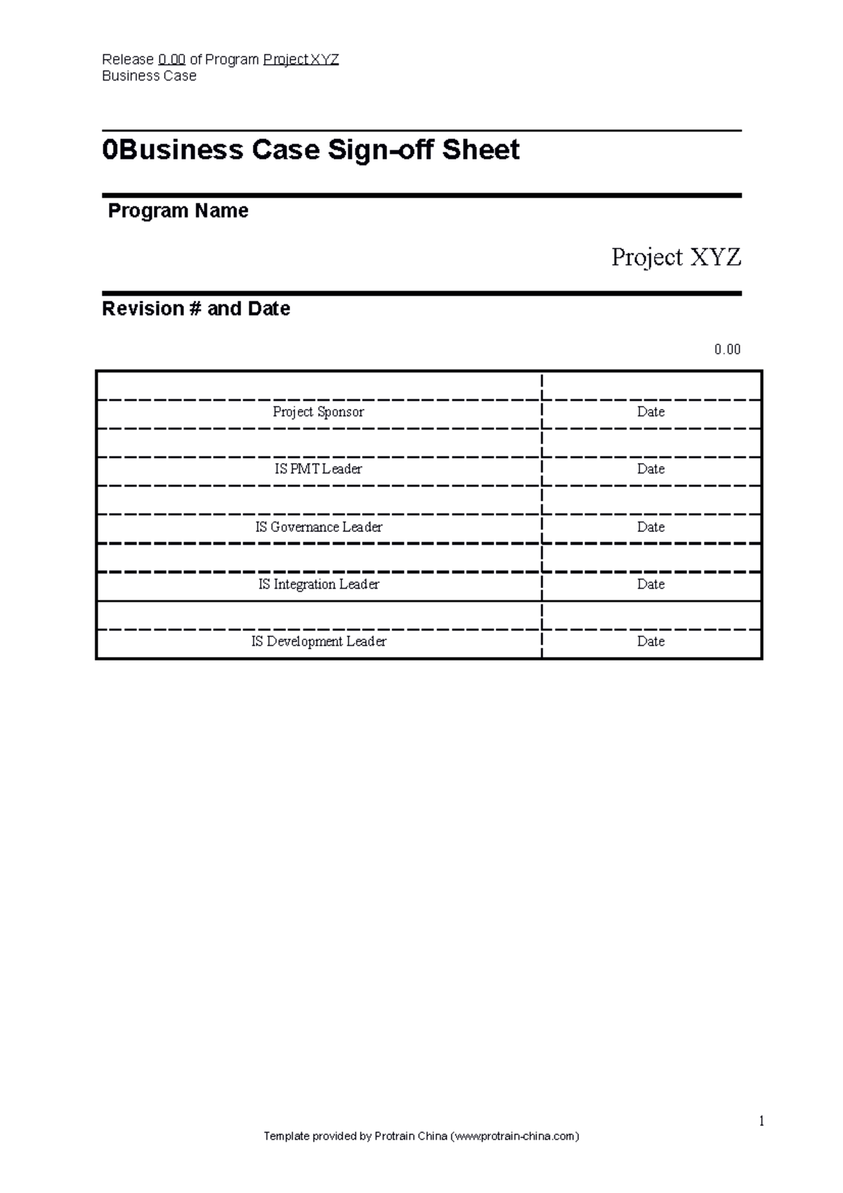 Business Case Template - Business Case 0Business Case Sign-off Sheet ...