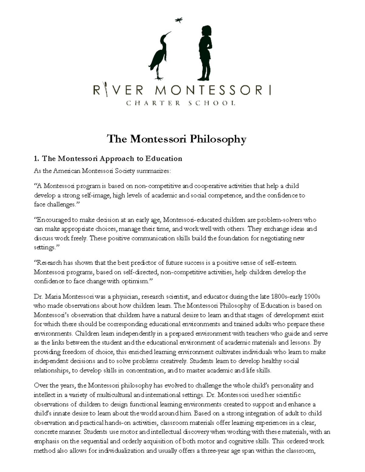 Montessori philosophy River Montessori Charter School Petaluma - The ...