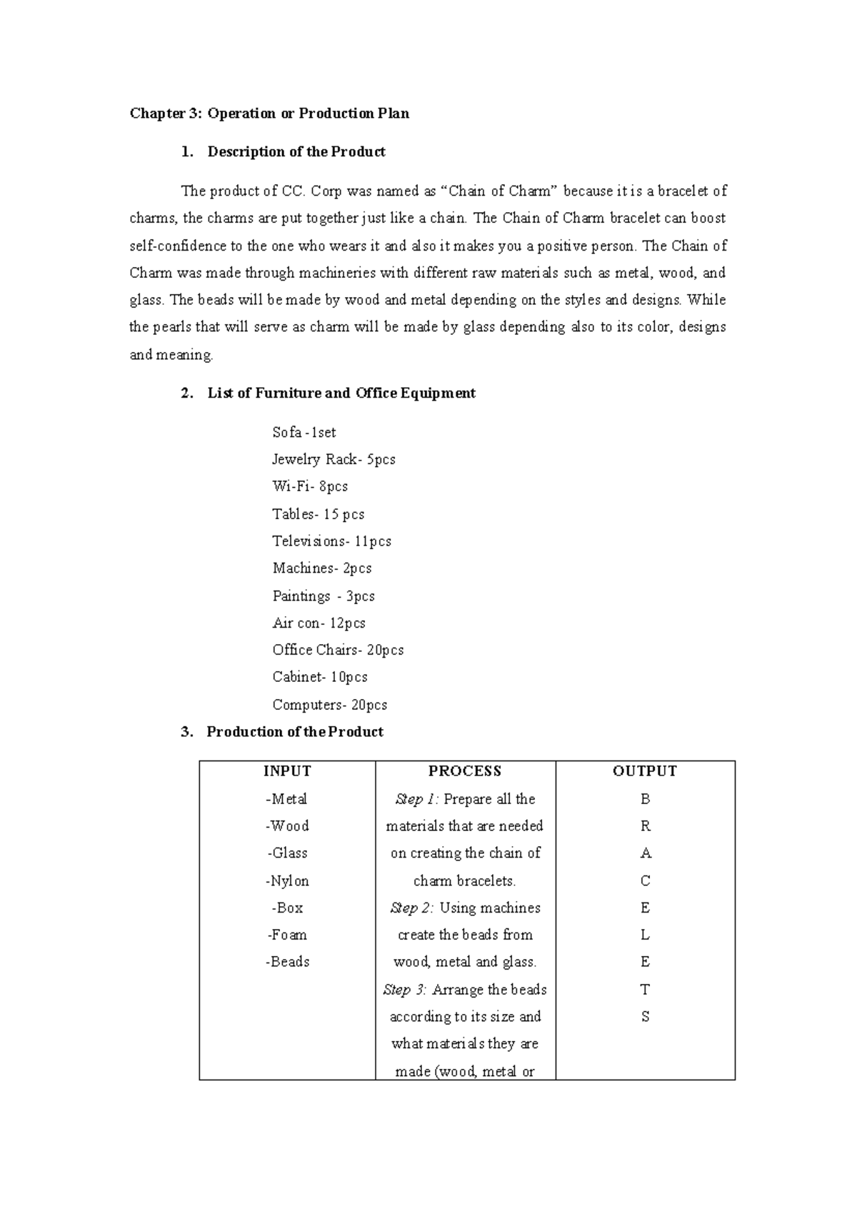 business plan chapter 3 format