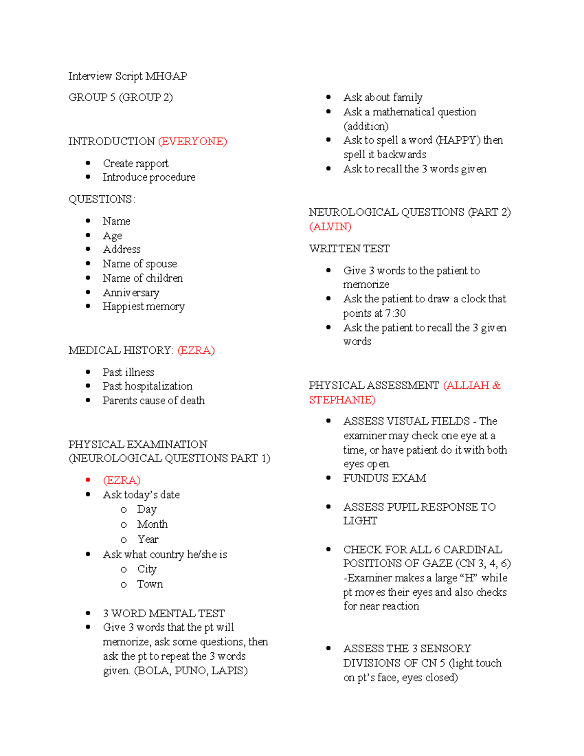 Interview Script Mhgap - Interview Script MHGAP GROUP 5 (GROUP 2 ...