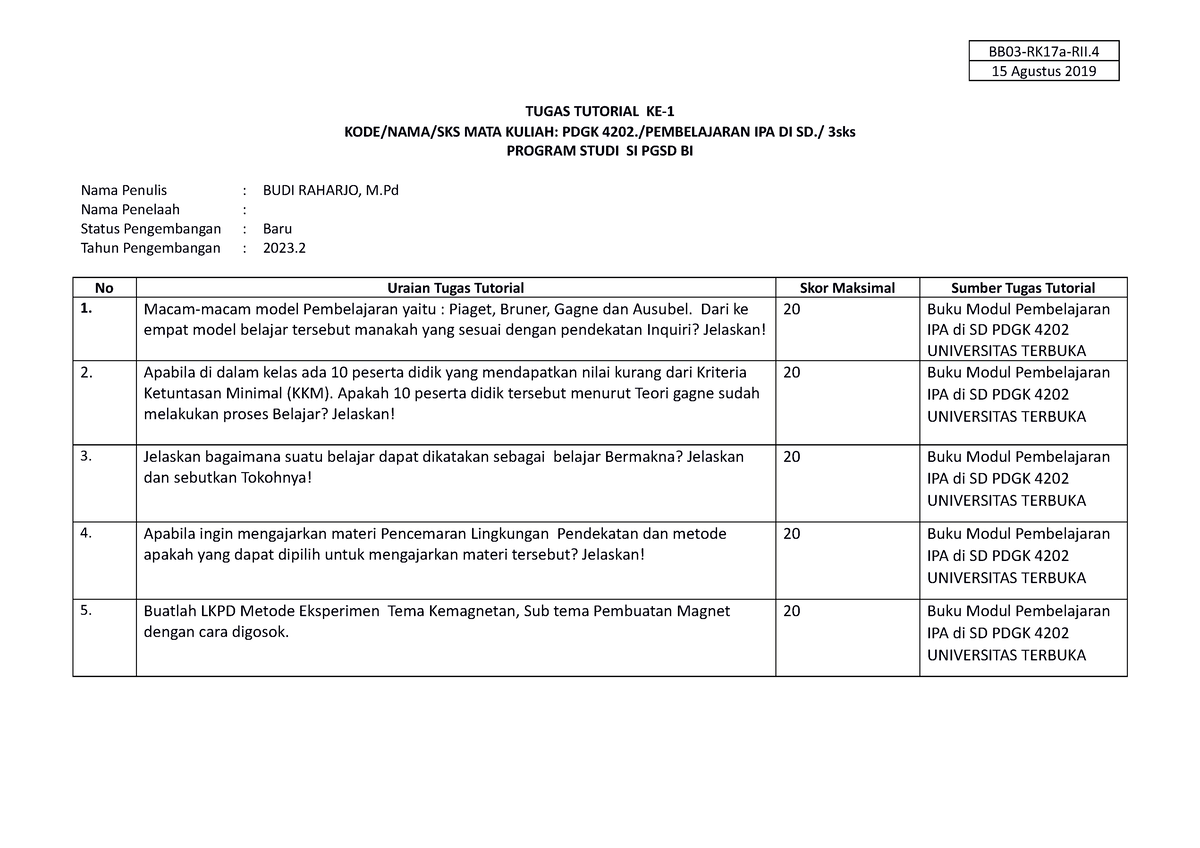 6. Uraian Tugas Tutorial 1 PDGK 4202 2023 - BB03-RK17a-RII. 15 Agustus ...