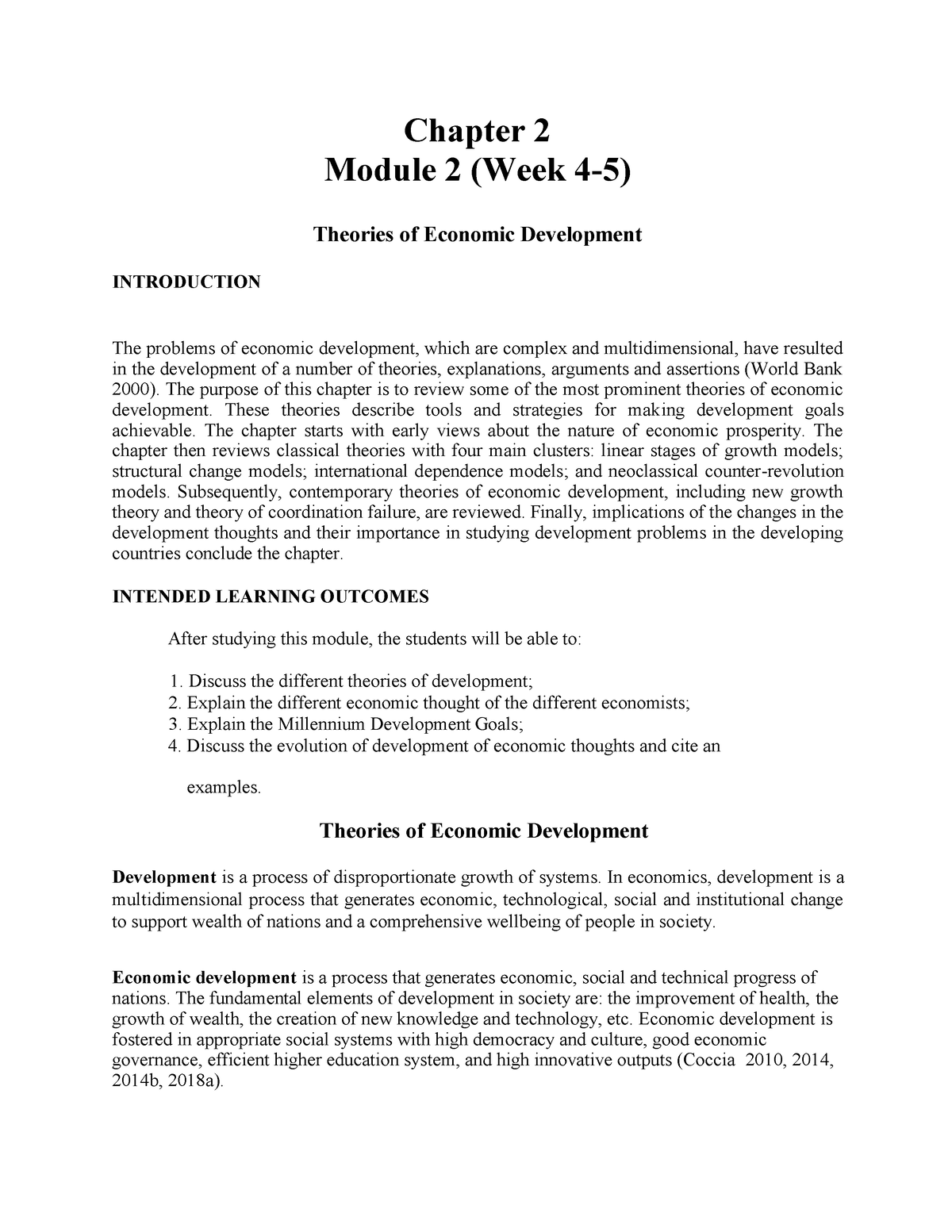 ECON Development 2A - Chapter 2 Module 2 (Week 4-5) Theories Of ...