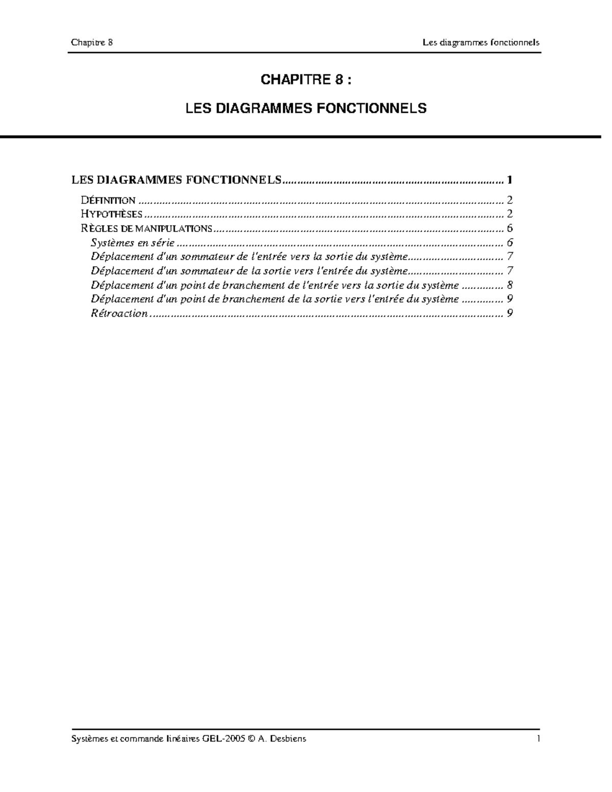 8 - Diagramme Fonctionnel - CHAPITRE 8 : LES DIAGRAMMES FONCTIONNELS