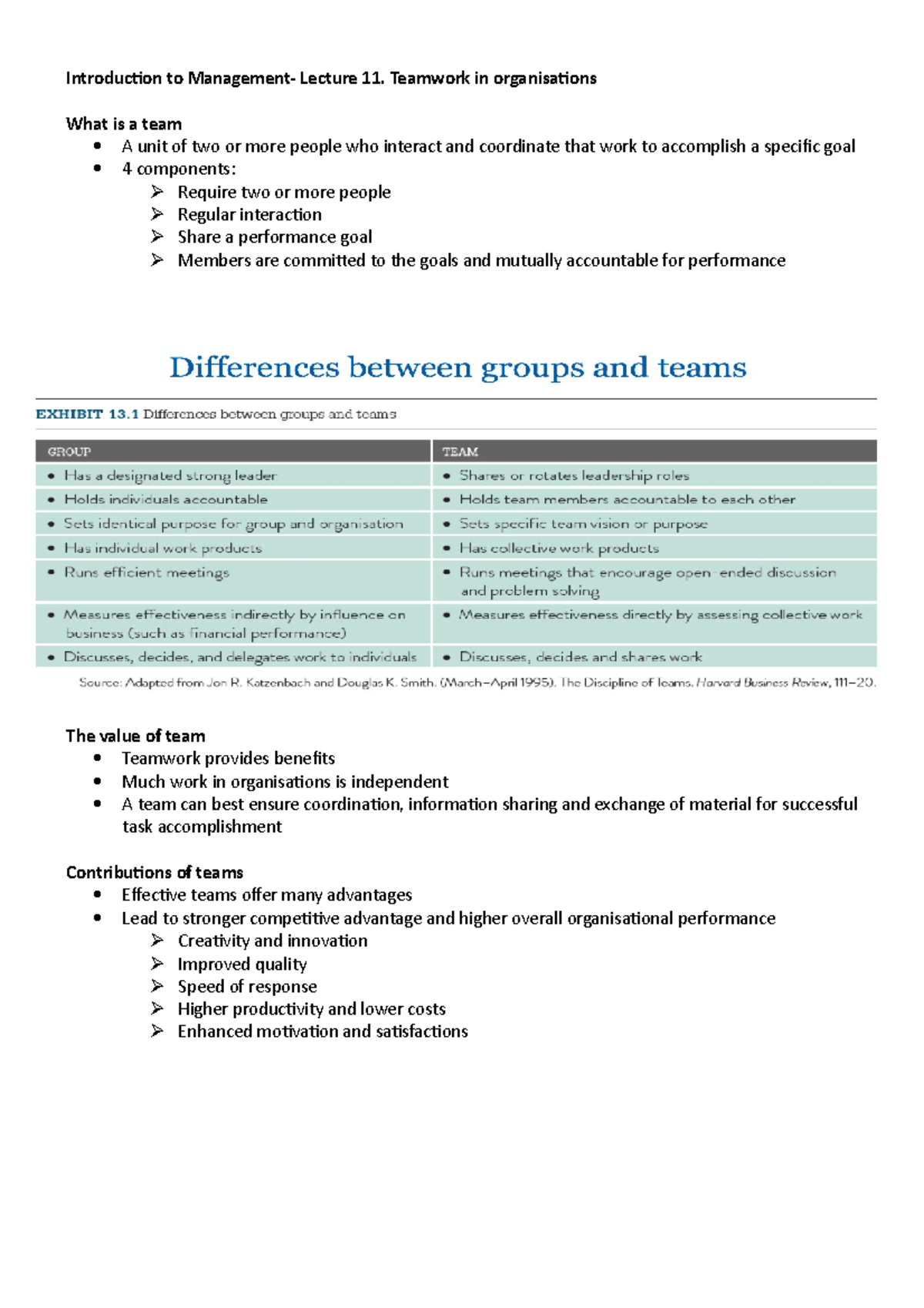 Lecture notes, lecture 11 - Introduction to Management- Lecture 11 ...