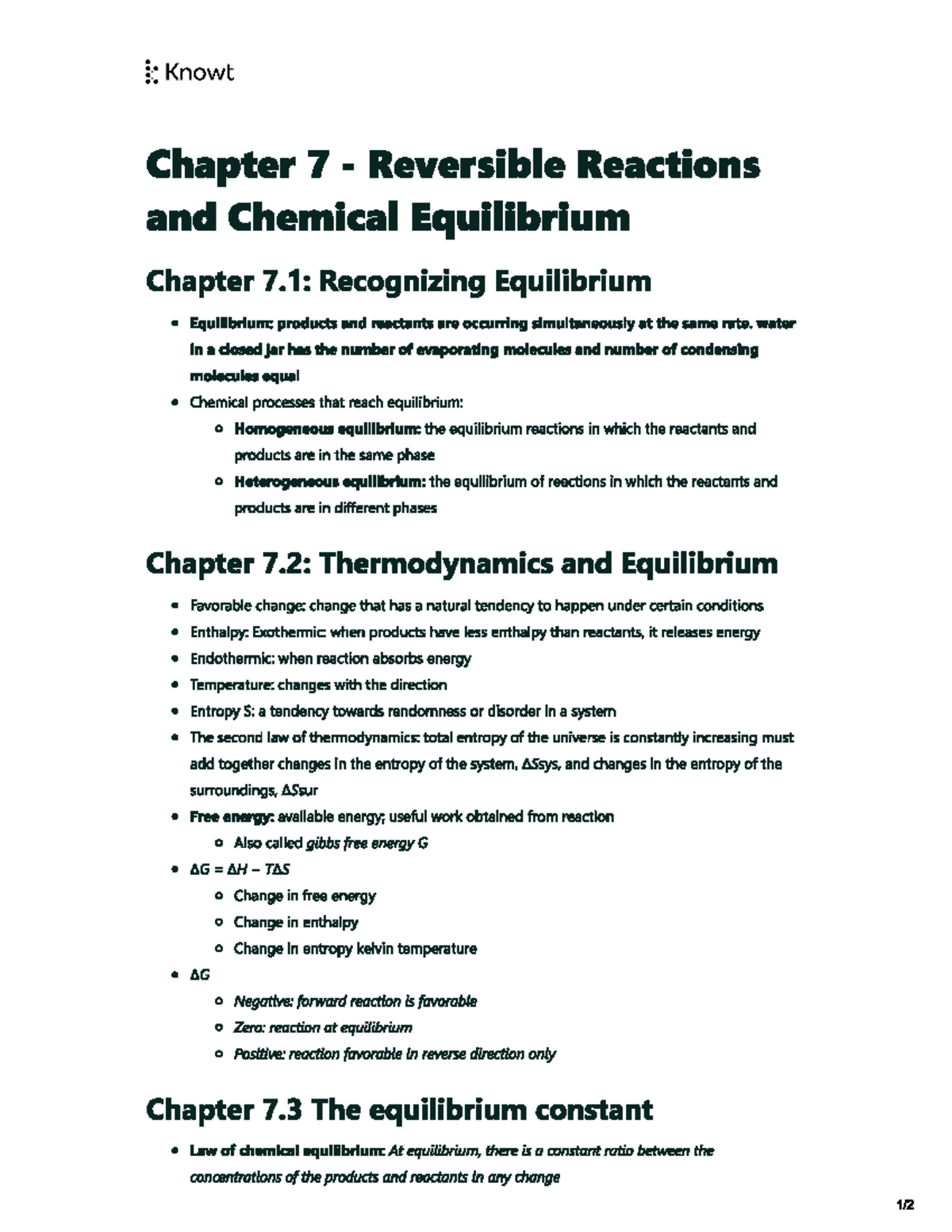 Equilibrium Study. Chemistry - Studocu