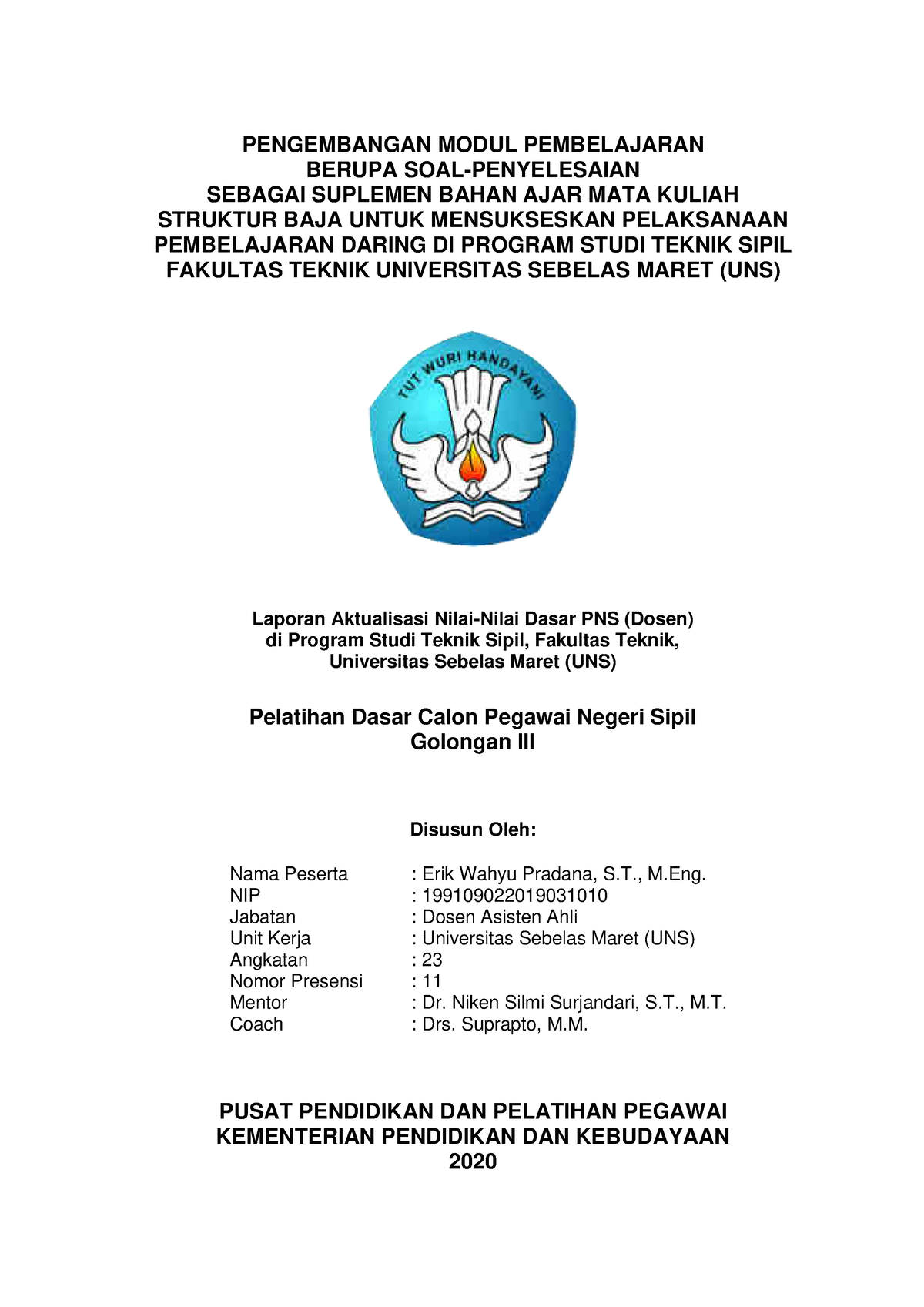 ENGEMBANGAN MODUL PEMBELAJARAN BERUPA SOAL-PENYELESAIAN SEBAGAI ...