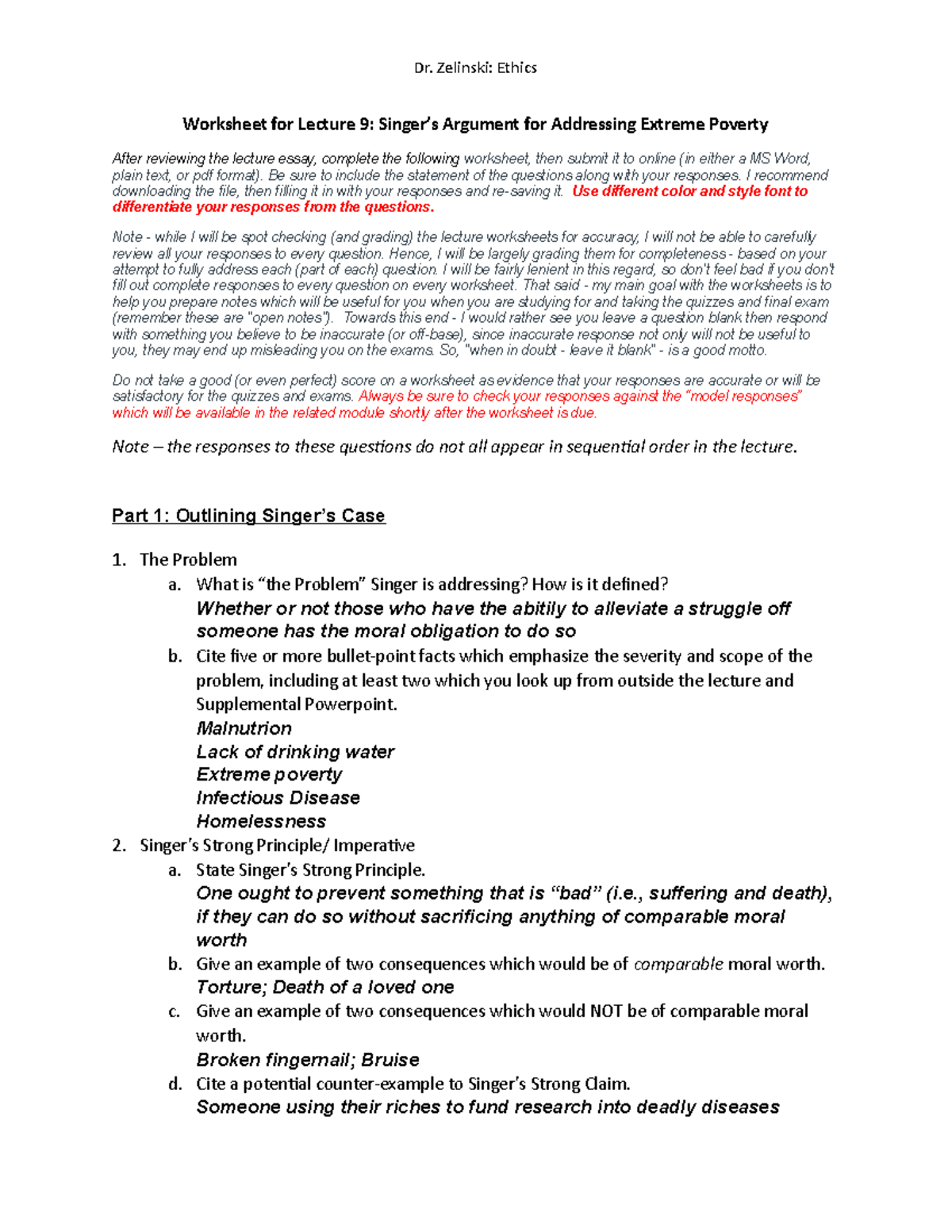 Worksheet - Lecture 9 - Singer on Poverty - Sp2021 - Worksheet for ...