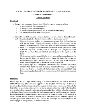 BRM Mod 1 - Sample Questions for risk management - Organization Risk ...