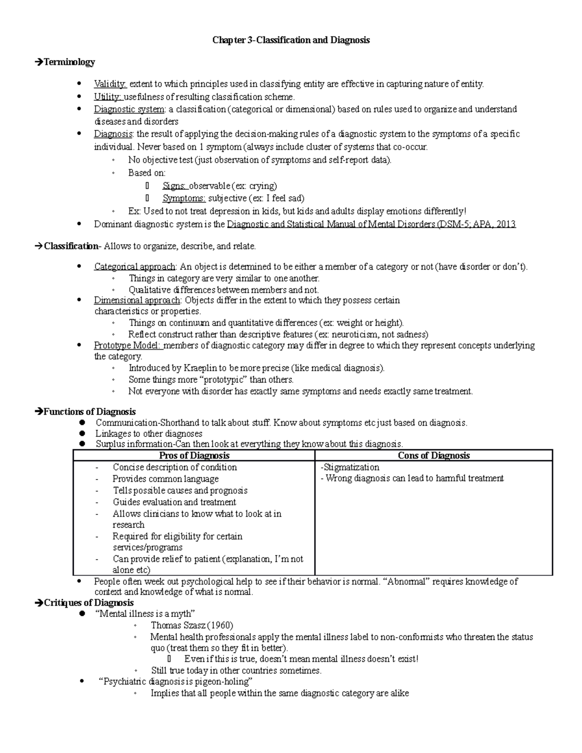 Lecture Notes - Chapter 3-Classification And Diagnosis - Chapter And ...