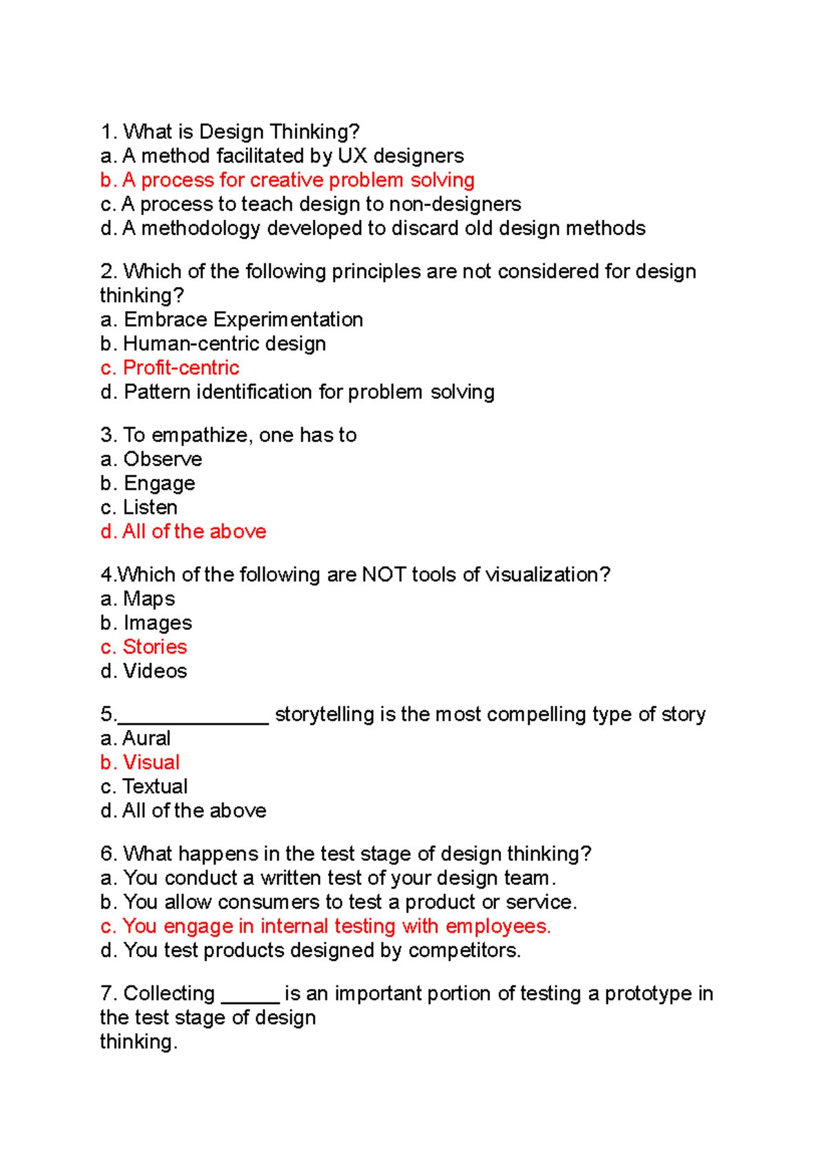 IDT Question BANK dscbskhck What is Design Thinking? a. A method