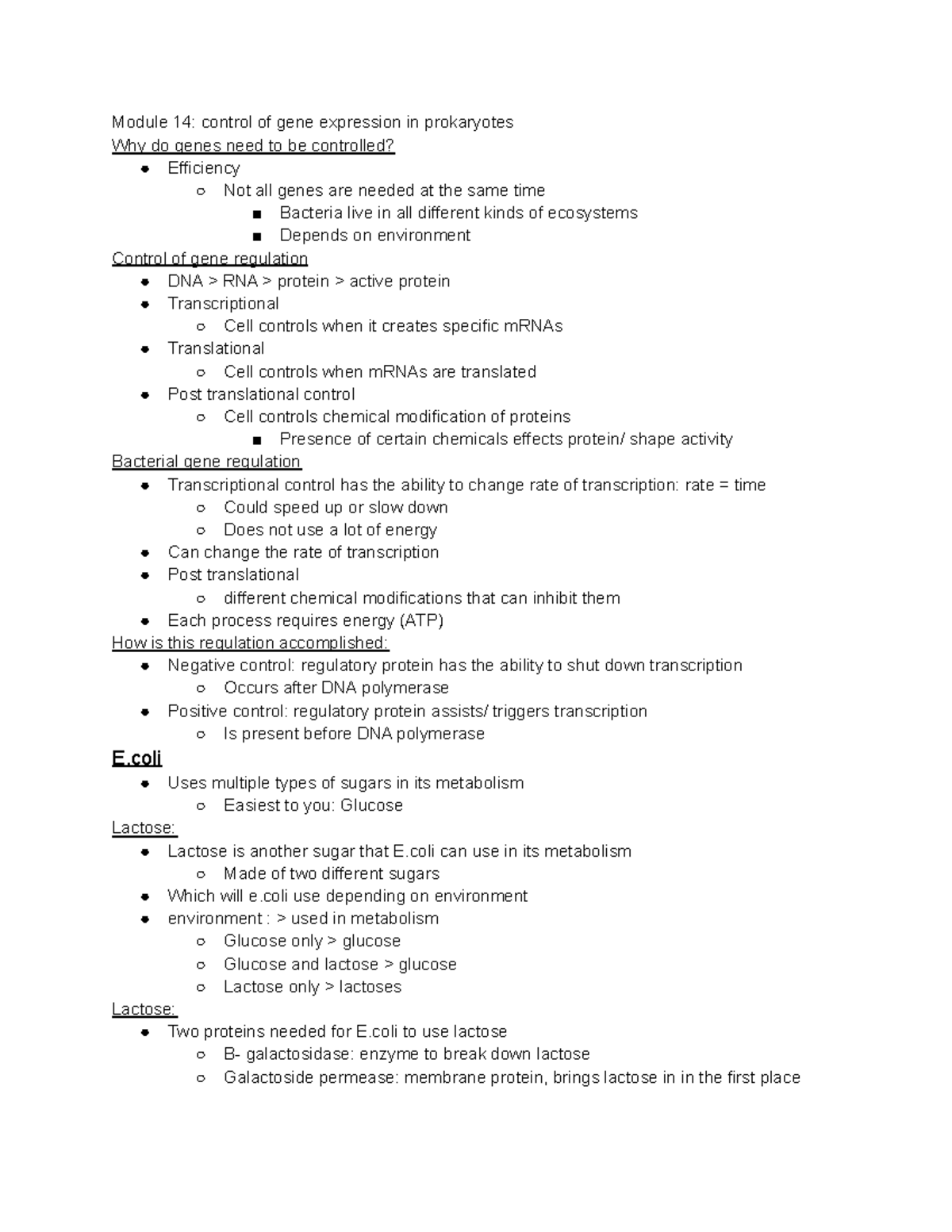 Module 14 Control of Gene Expression - Module 14: control of gene ...