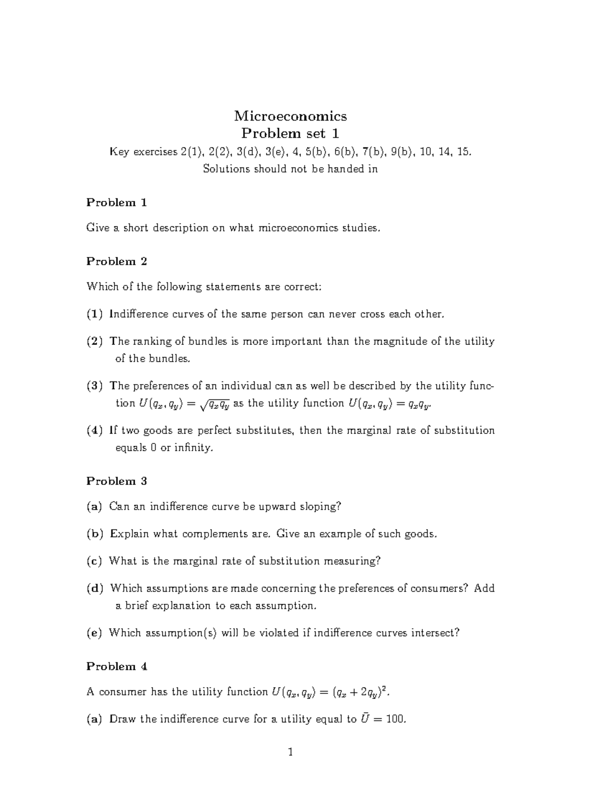 Problem Set 1 - Macroeconomics 1 - Microeconomics Problem Set 1 Key ...