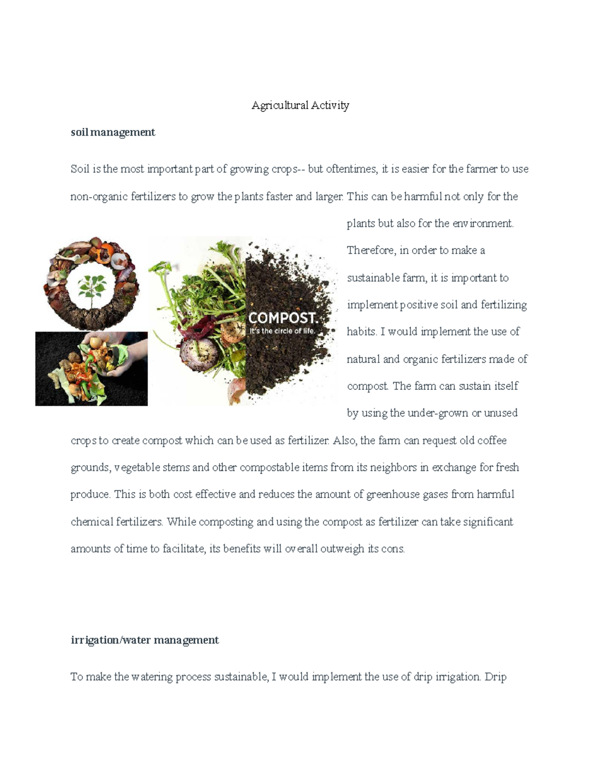 SUST 101: Agricultural Activity - Agricultural Activity soil management ...