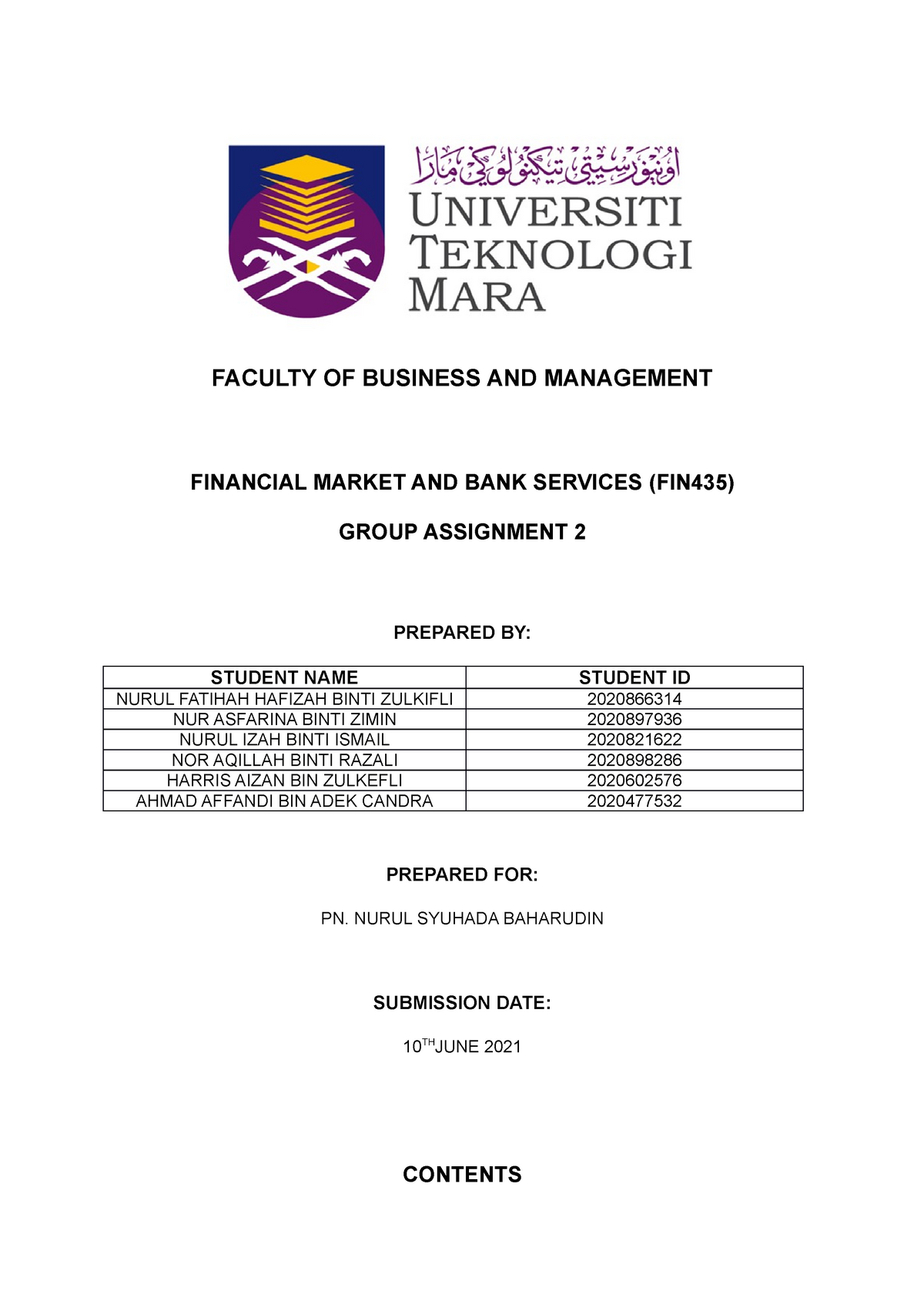 group assignment fin435