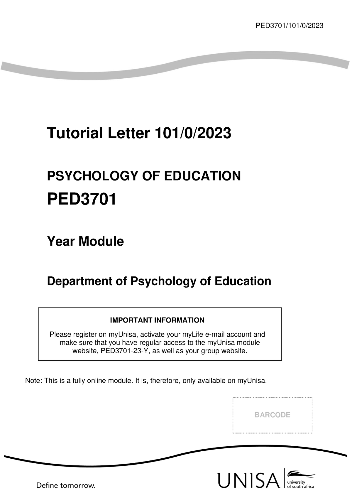 PED3701 Tutorial Letter - PED3701/101/0/ Tutorial Letter 101/0 ...