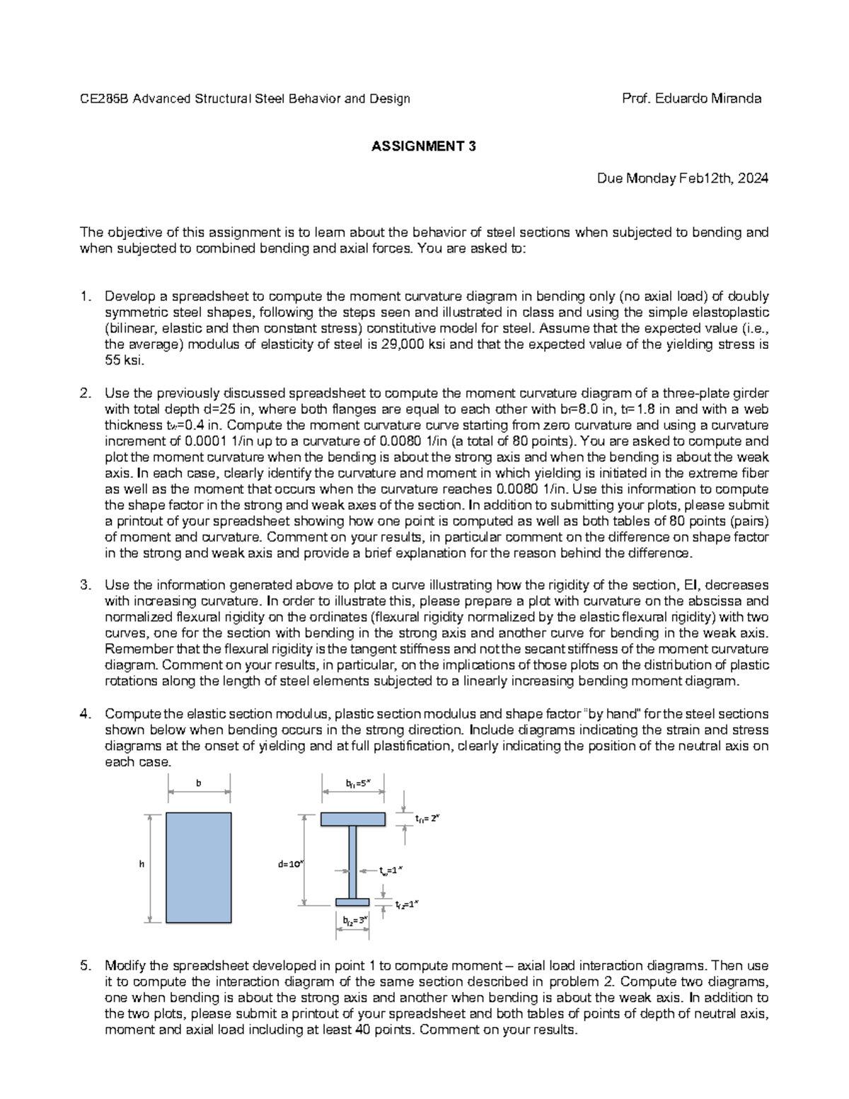 Assignment+%233 - Homework - CE285B Advanced Structural Steel Behavior ...
