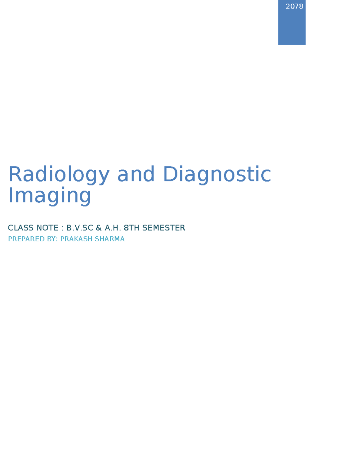 Radiology and diagnostic imaging 2078 Radiology and Diagnostic