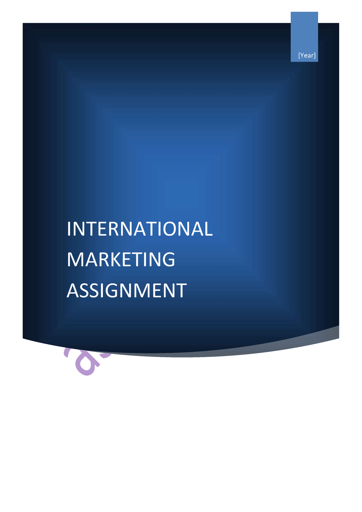 assignment for international marketing