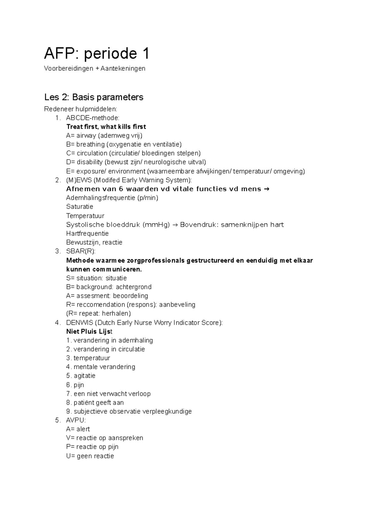 AFP 1 - AFP F1 - Lesvoorbereidingen, Samenvattingen En Aantekeningen ...