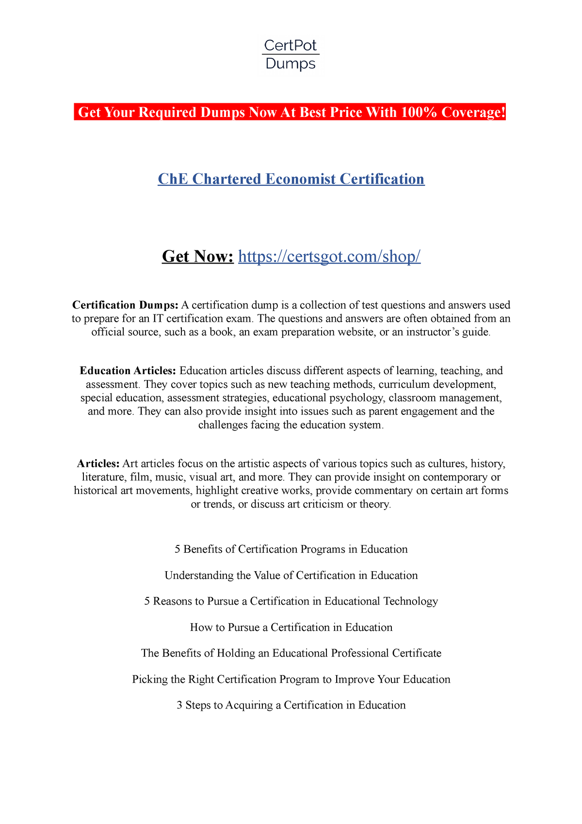Ch E Chartered Economist Certification Get Your Required Dumps Now At