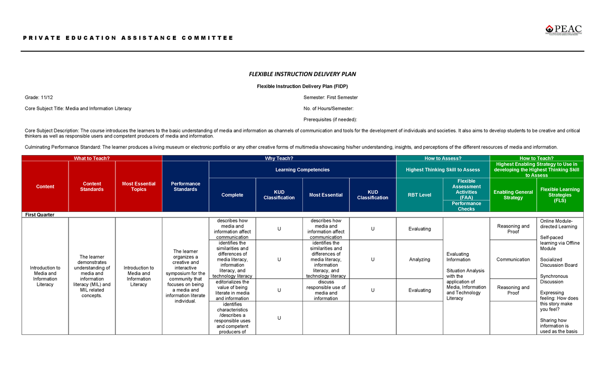 2024 MIL Flexible Instruction Delivery Plan (FIDP) - FLEXIBLE ...