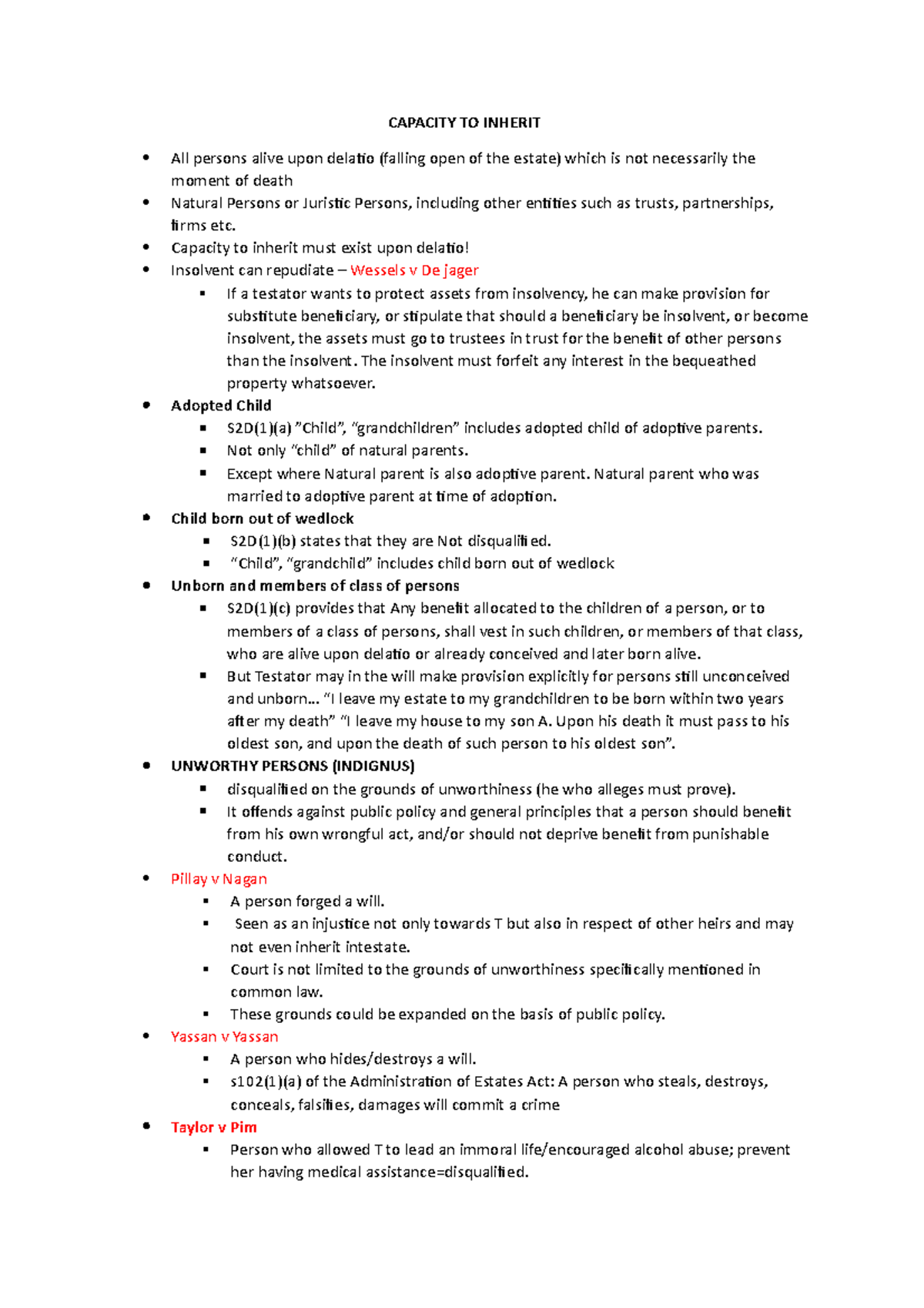 Chapter 8 Course - Law of Delict Notes FOR 2020 TO 2022 - CAPACITY TO ...