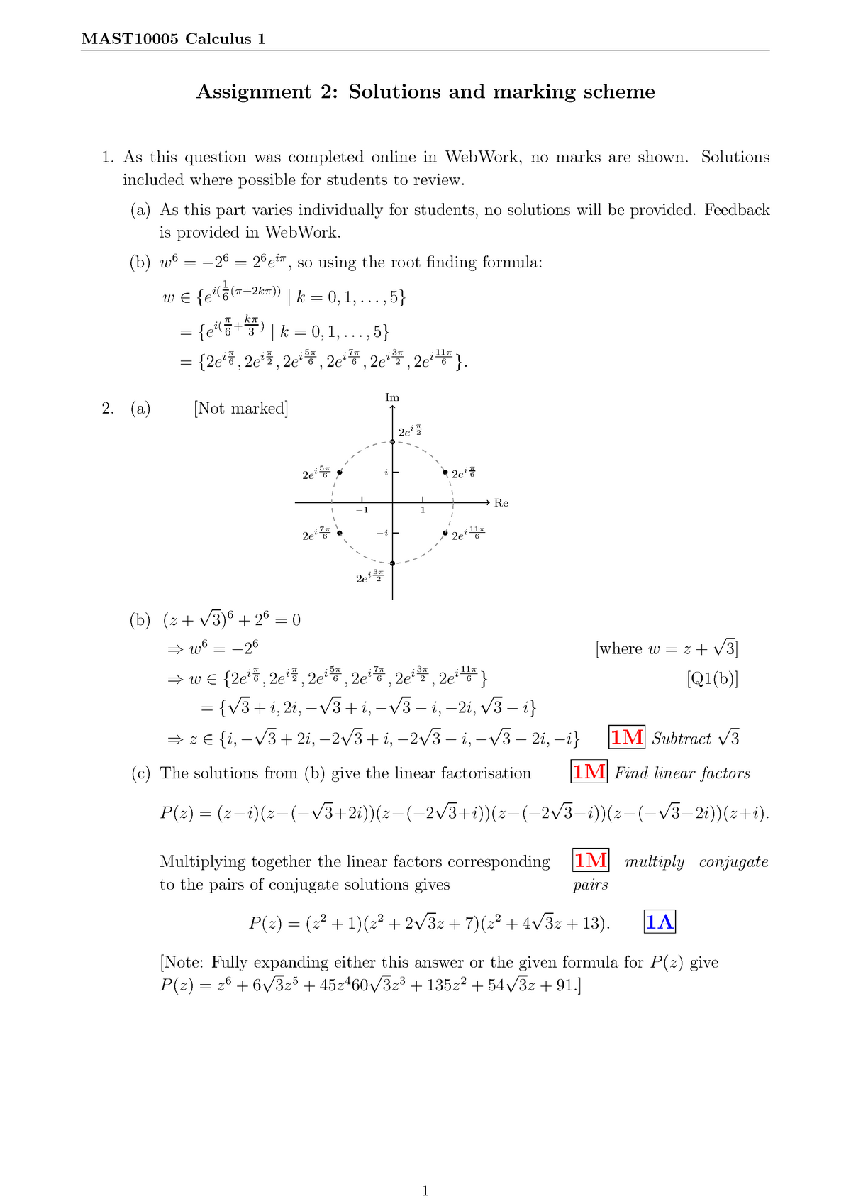 Assignment_2_Solutions 2019 Sem1 - MAST10005 Calculus 1 Assignment 2 ...