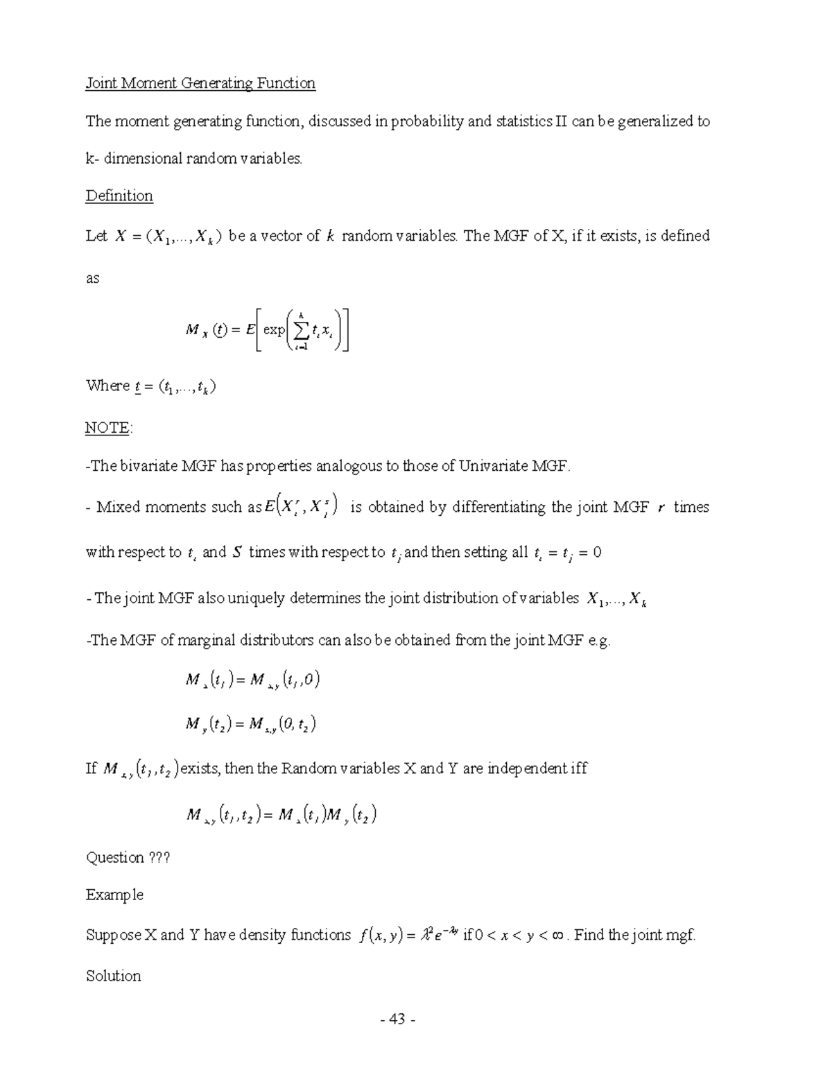 29 march 2023 joint mgf-1-3 - 43 - Joint Moment Generating Function The ...