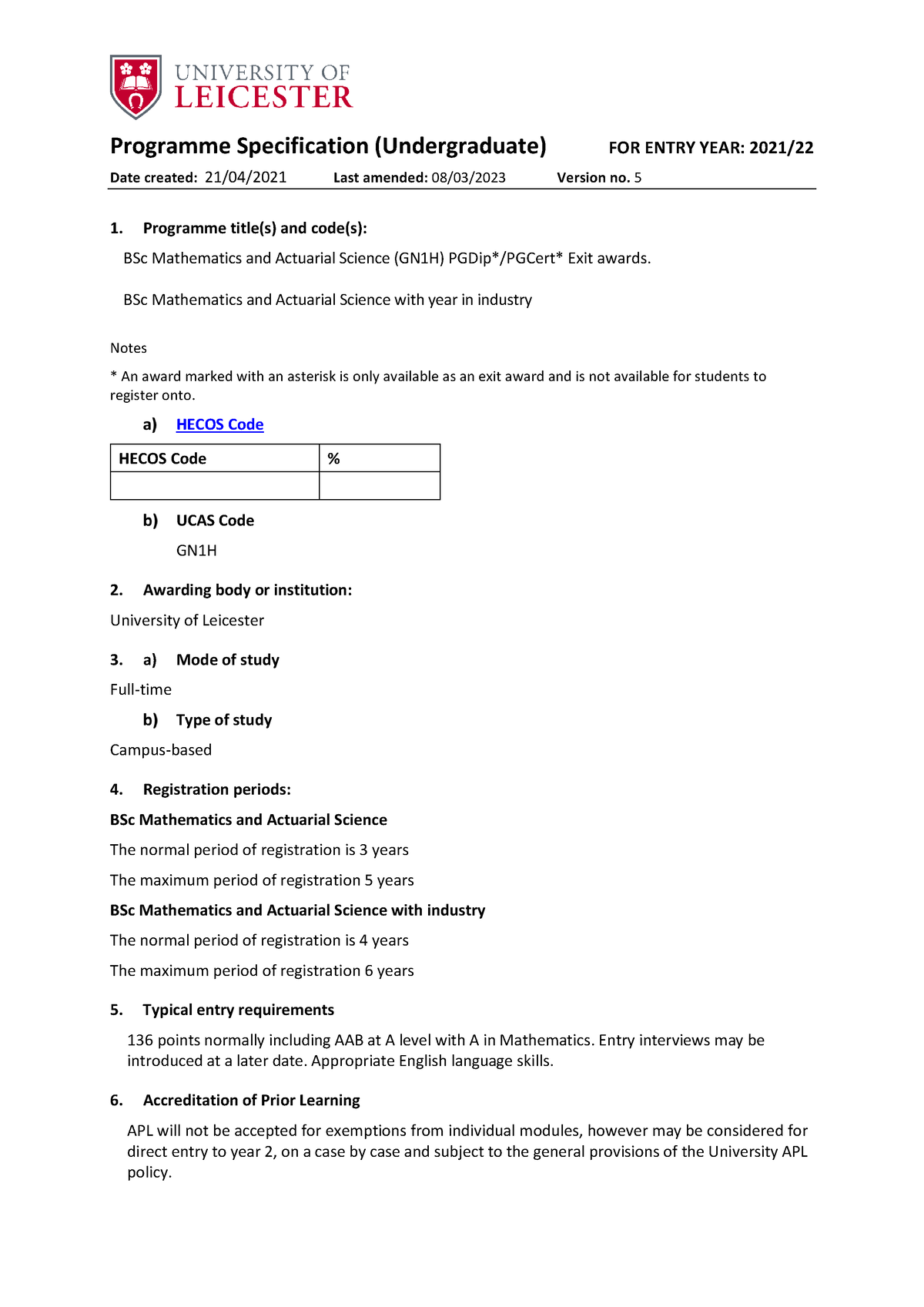 Bsc maths and act sci all variants 2021 22pdf - Programme Specification ...