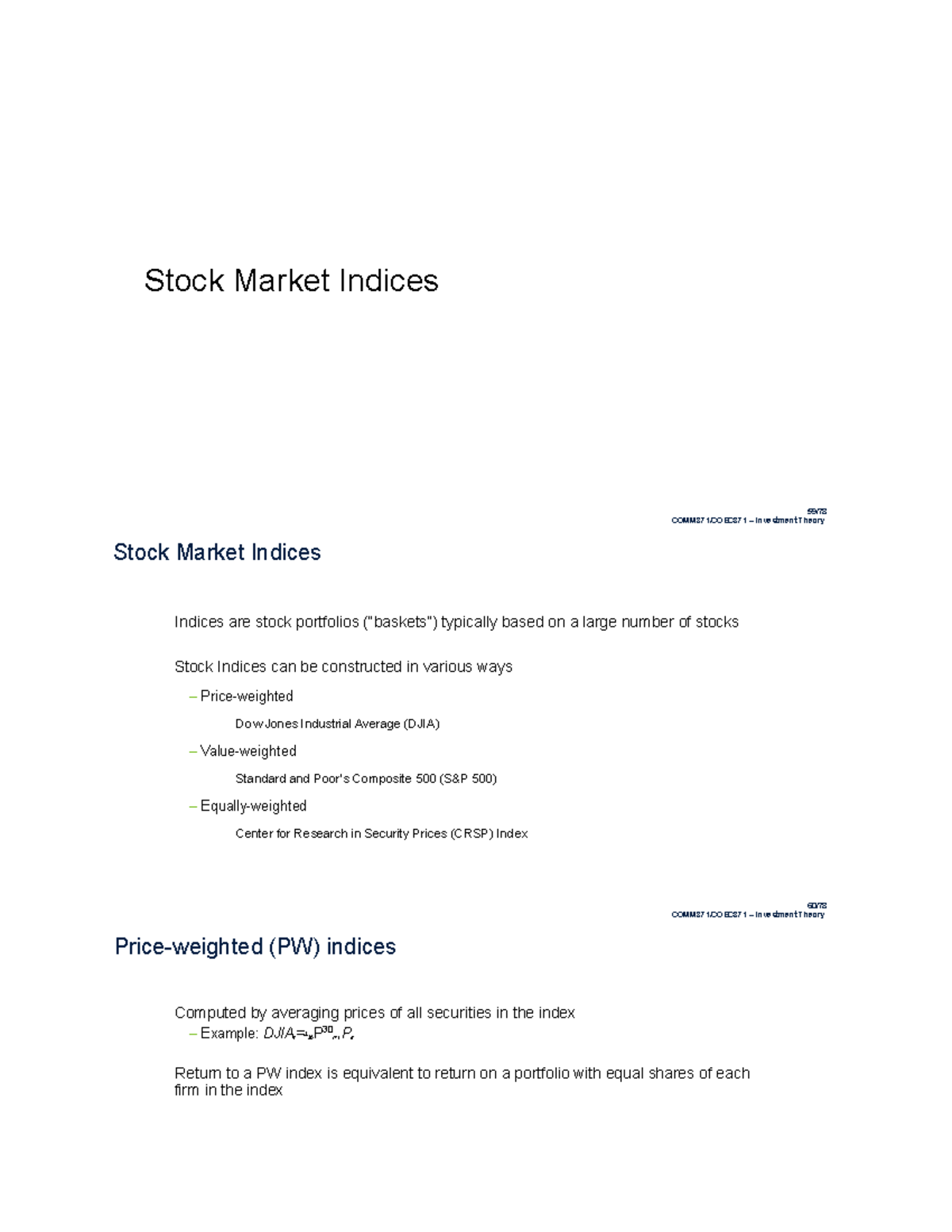 stock-market-indices-notes-stock-market-indices-comm371-coec371